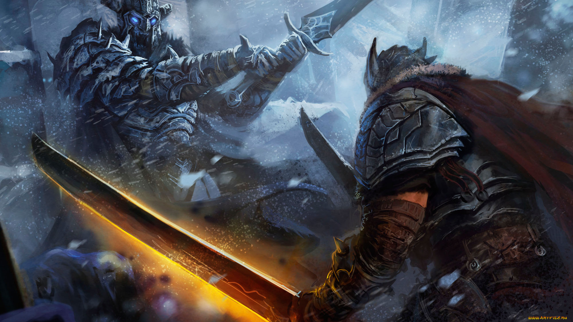 фэнтези, нежить, арт, воины, доспехи, меч, сражение