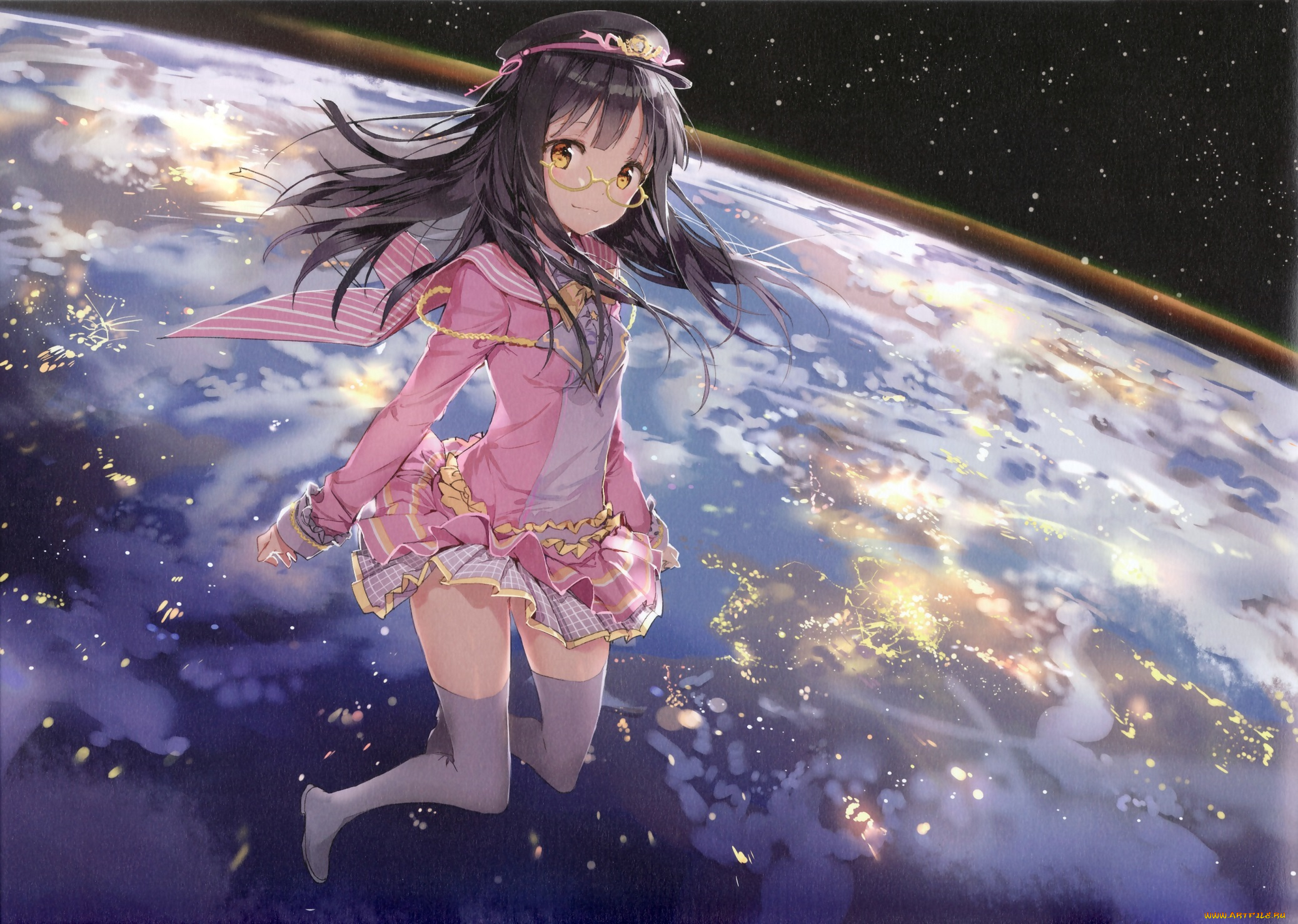 аниме, unknown, , другое, космос, девочка, арт, anmi