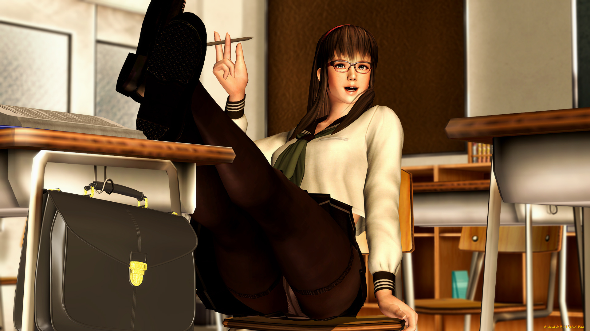 3д, графика, аниме, , anime, девушка, взгляд, фон