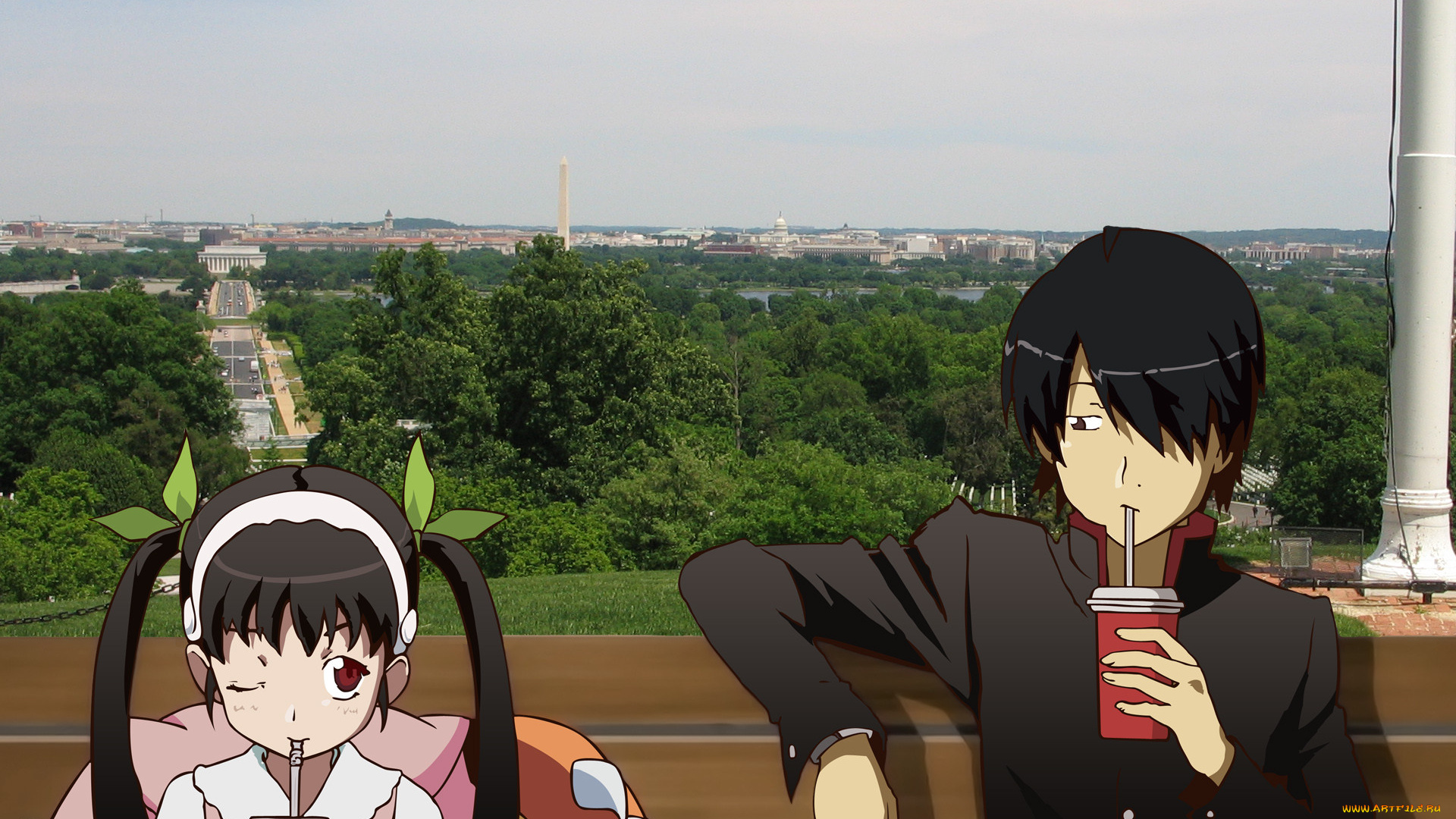 аниме, bakemonogatari, двое