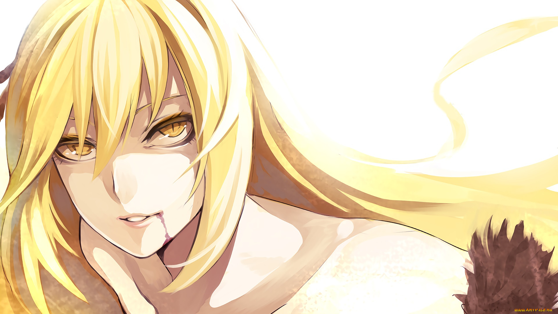 аниме, bakemonogatari, взгляд, девушка, фон