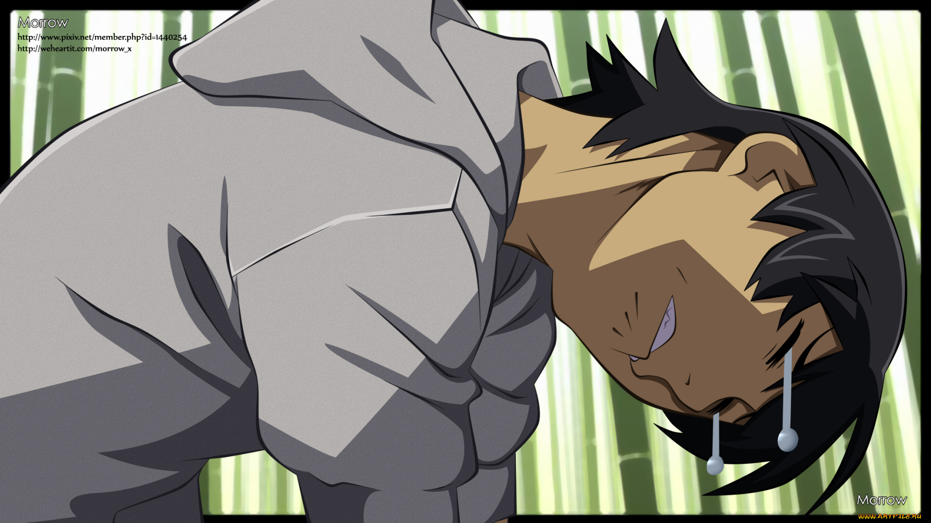 аниме, bakemonogatari, взгляд, фон, парень