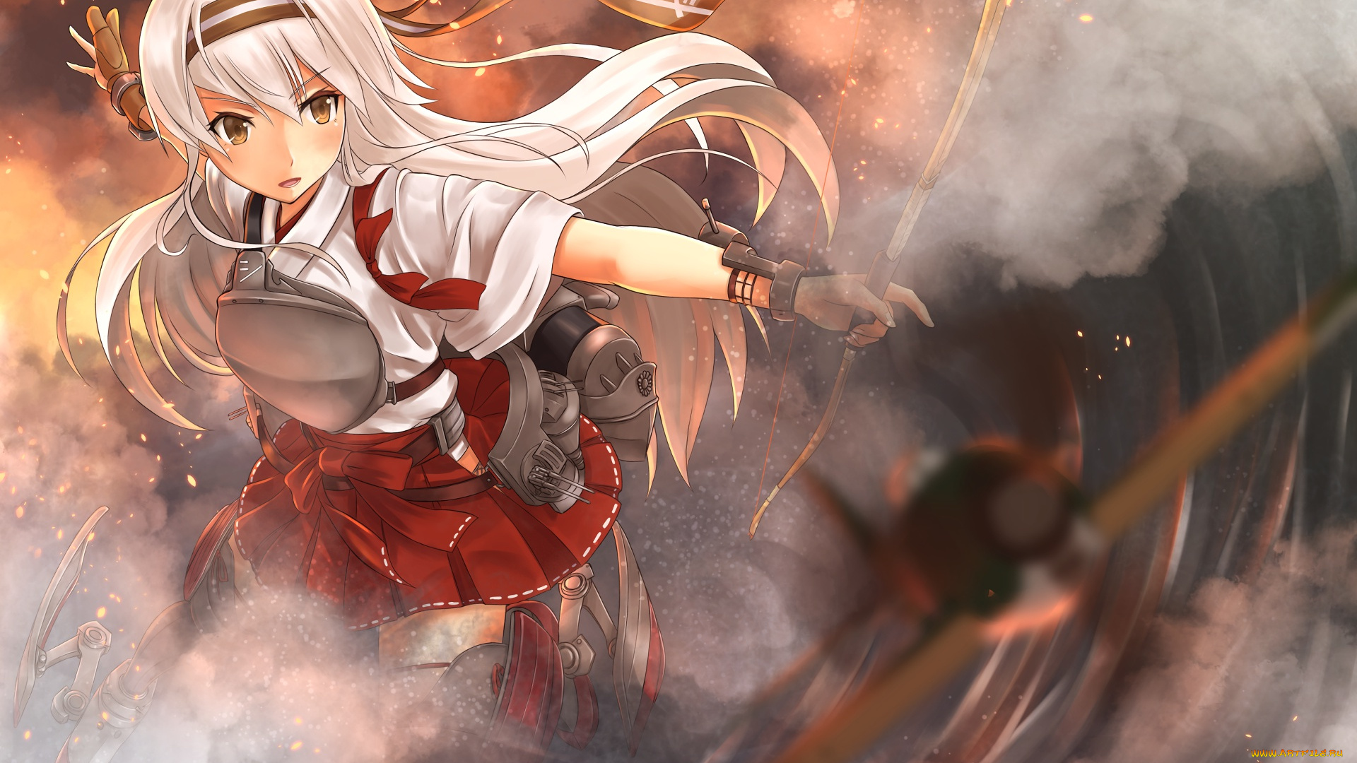 аниме, kantai, collection, девушка, фон, взгляд