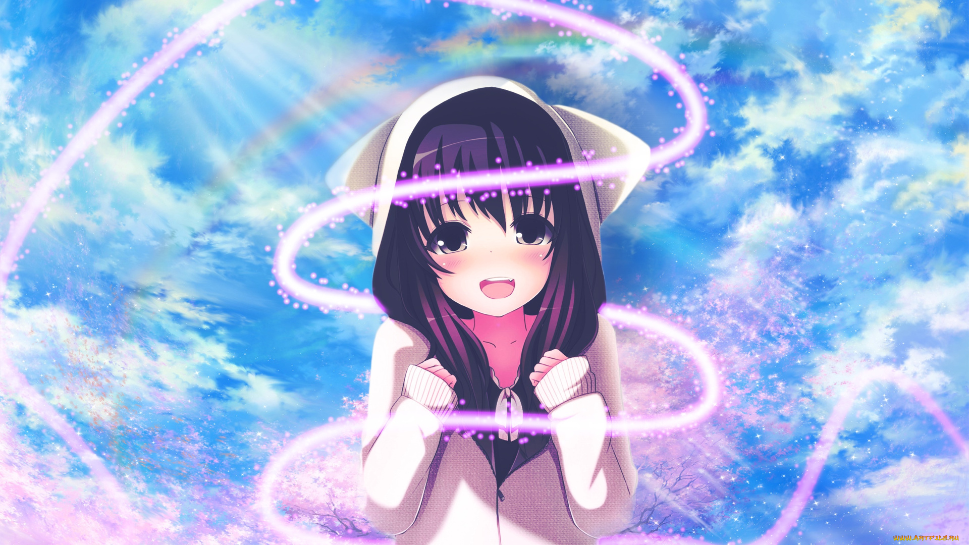 аниме, магия, , колдовство, , halloween, девушка, фон, взгляд