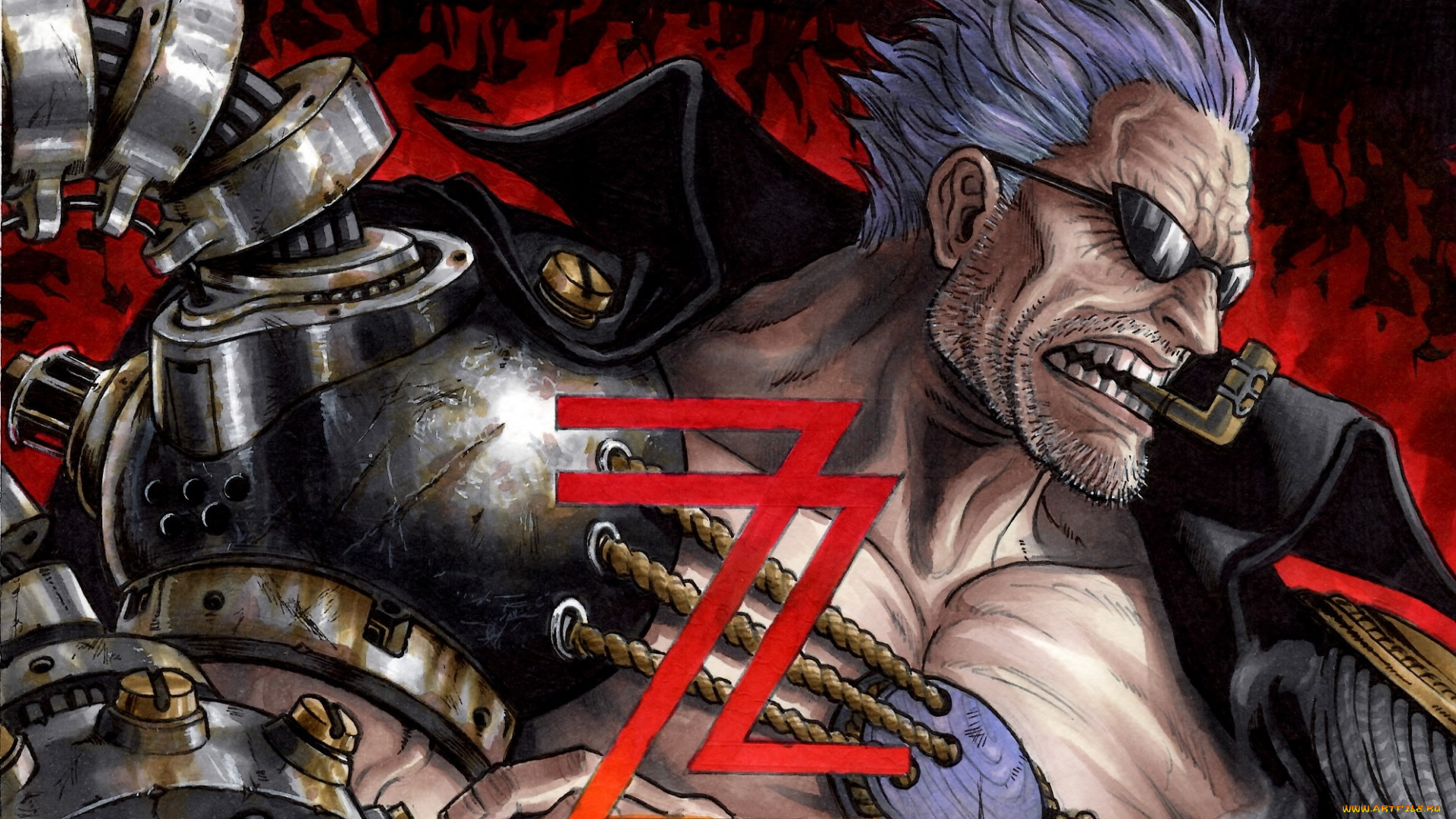 аниме, one, piece, мужик