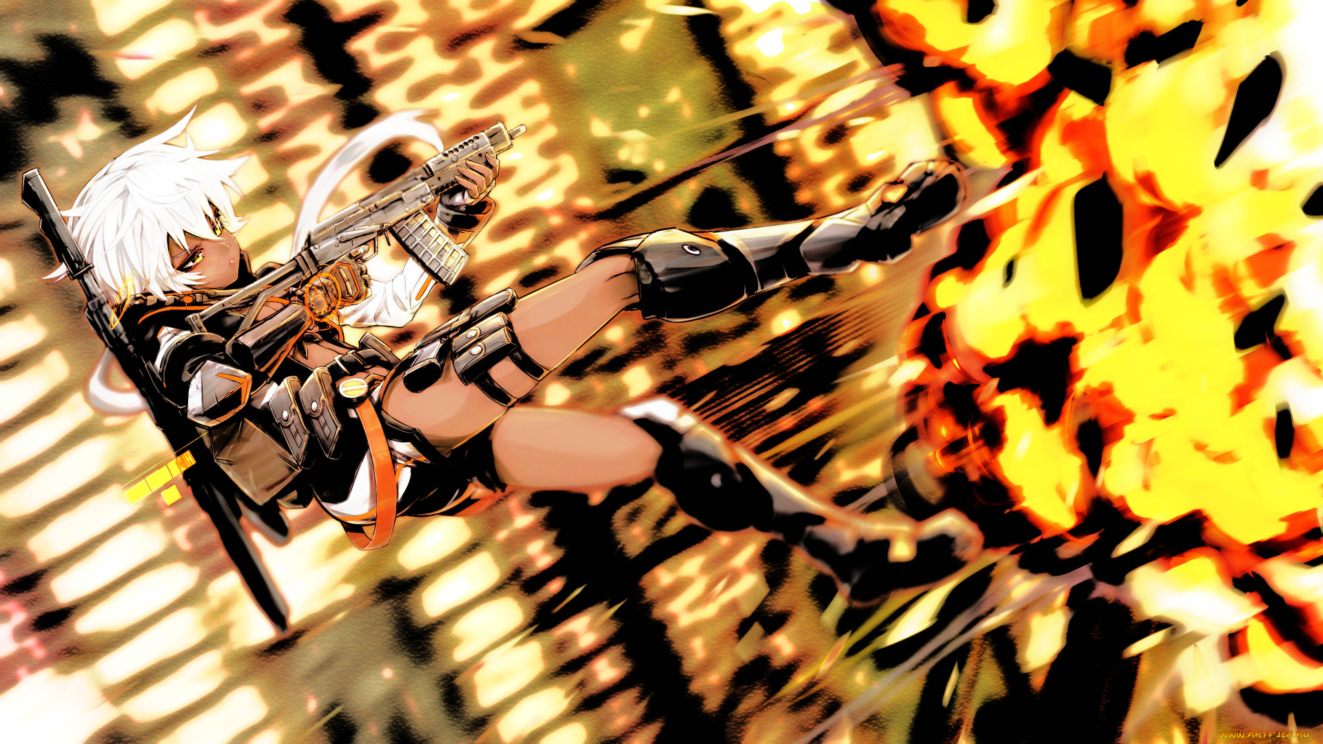 аниме, оружие, , техника, , технологии, девушка