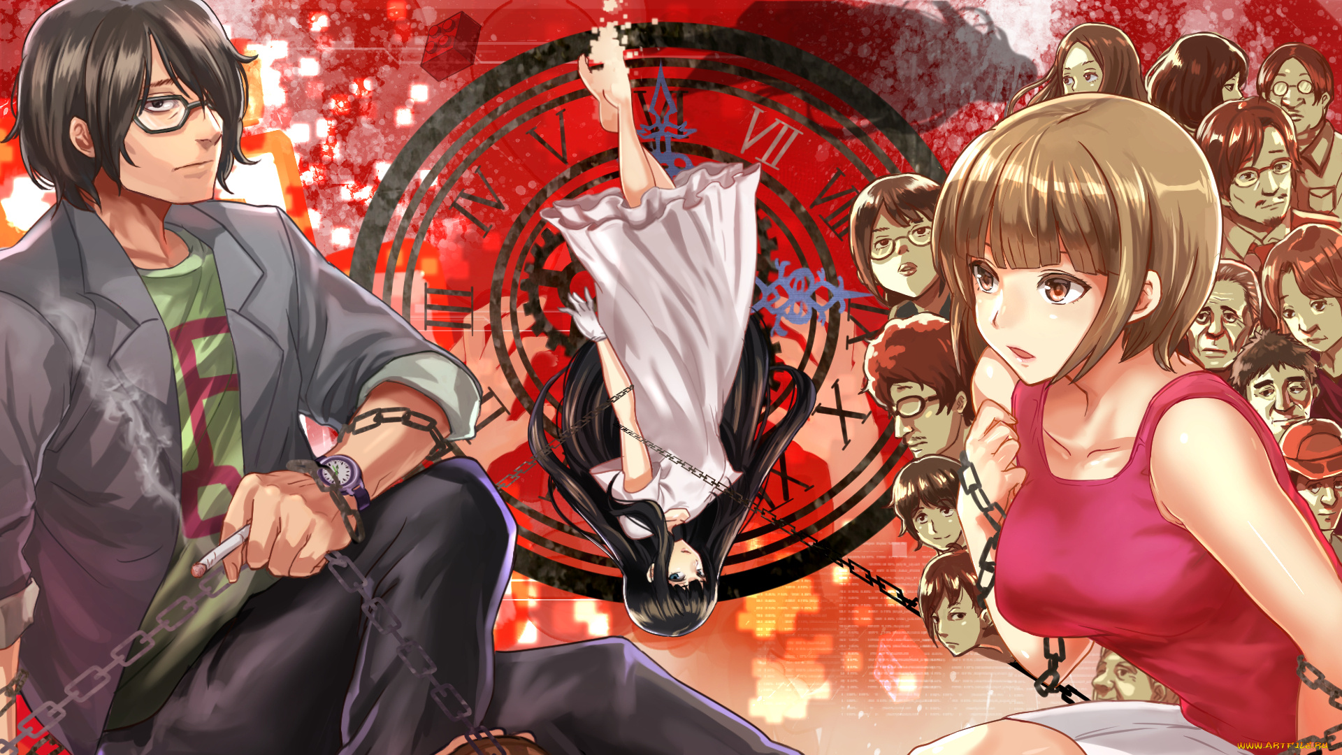 аниме, subete, ga, f, ni, naru, девушка, фон, взгляд