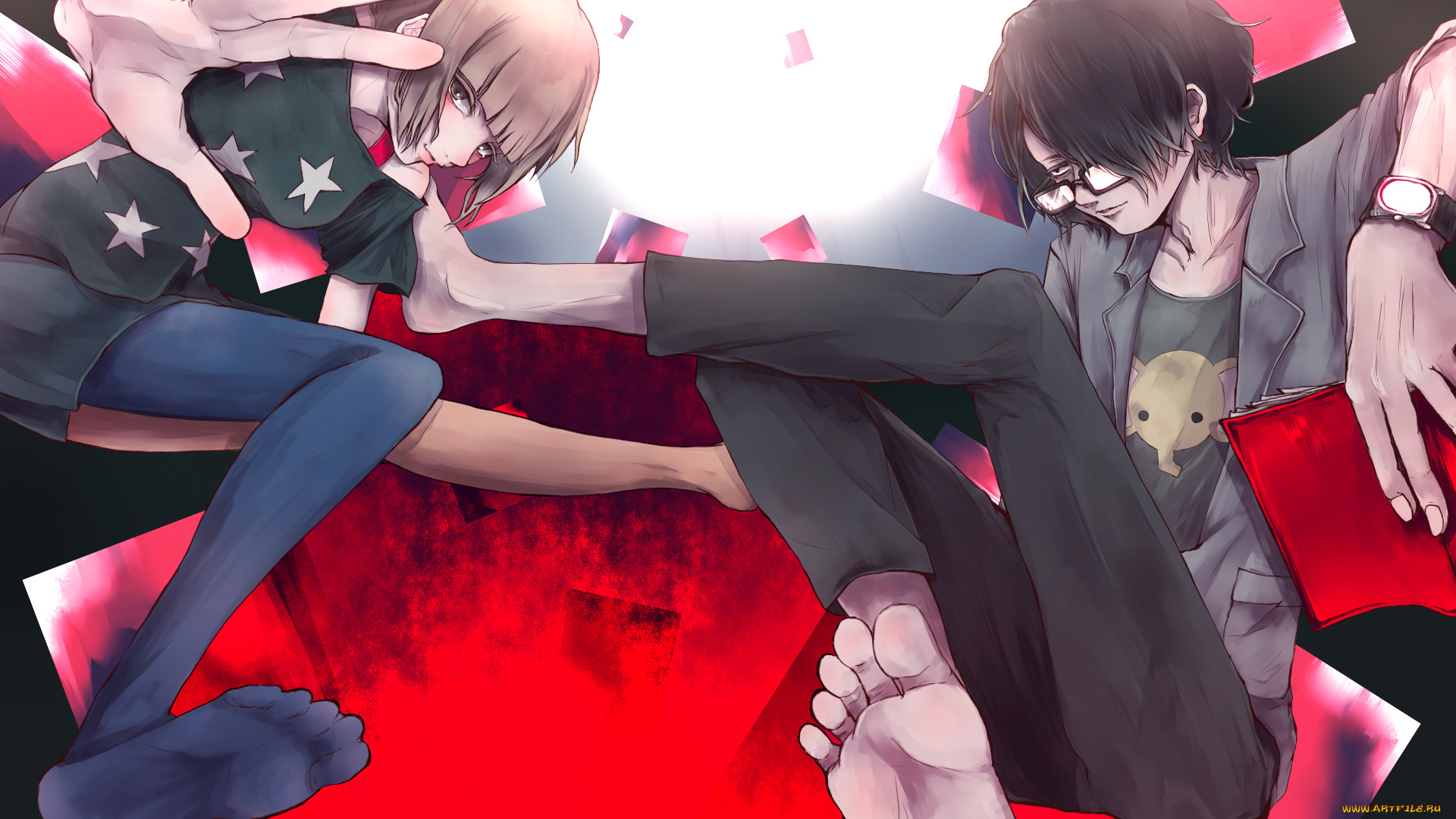 аниме, subete, ga, f, ni, naru, взгляд, девушка, фон