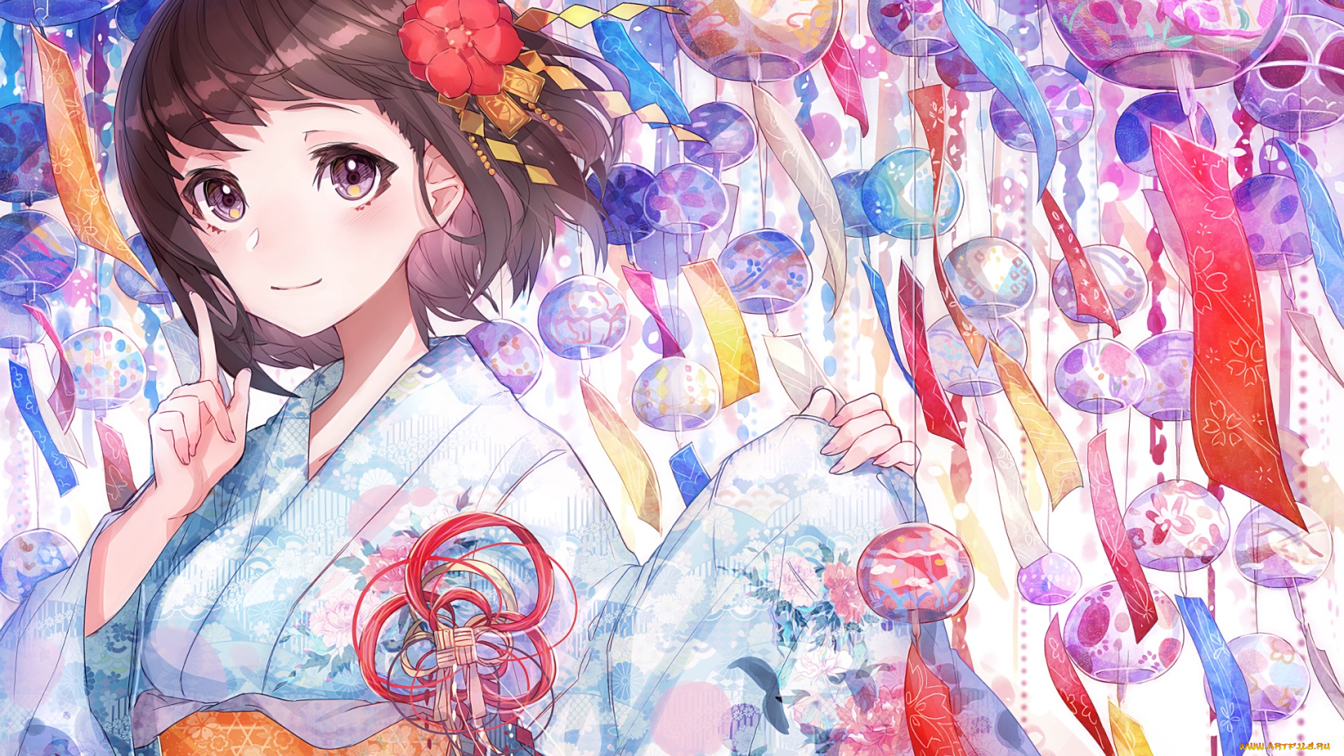 аниме, unknown, , другое, фон, девушка, взгляд