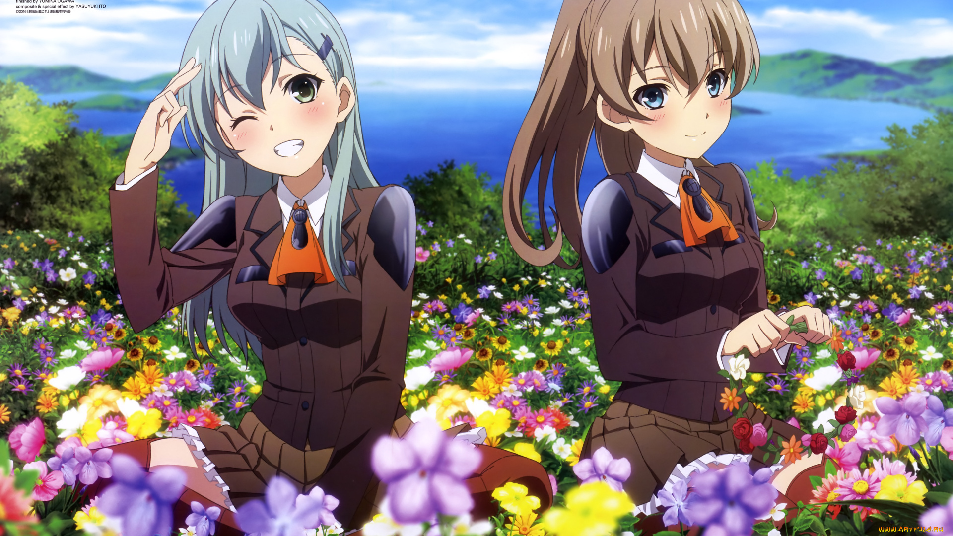 аниме, unknown, , другое, взгляд, фон, девушки