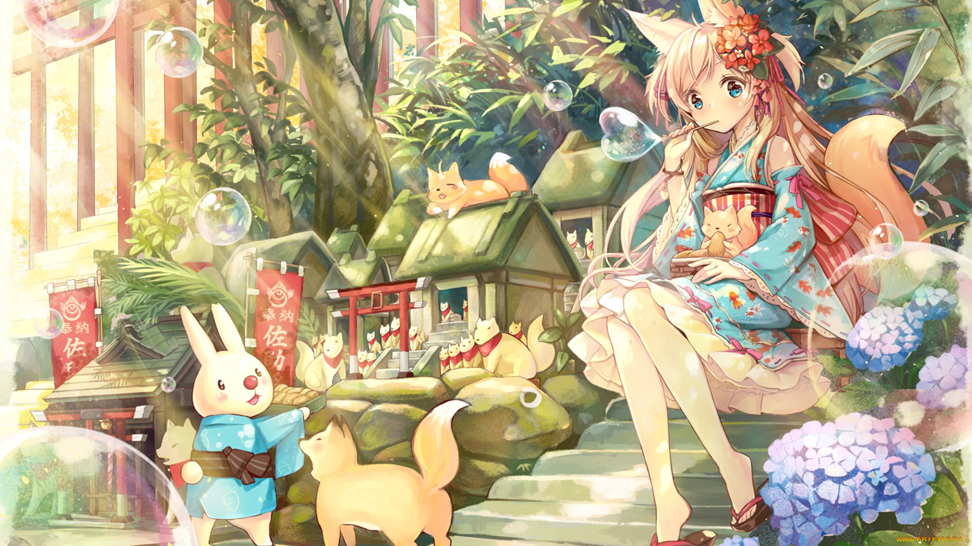 аниме, животные, , существа, девочка