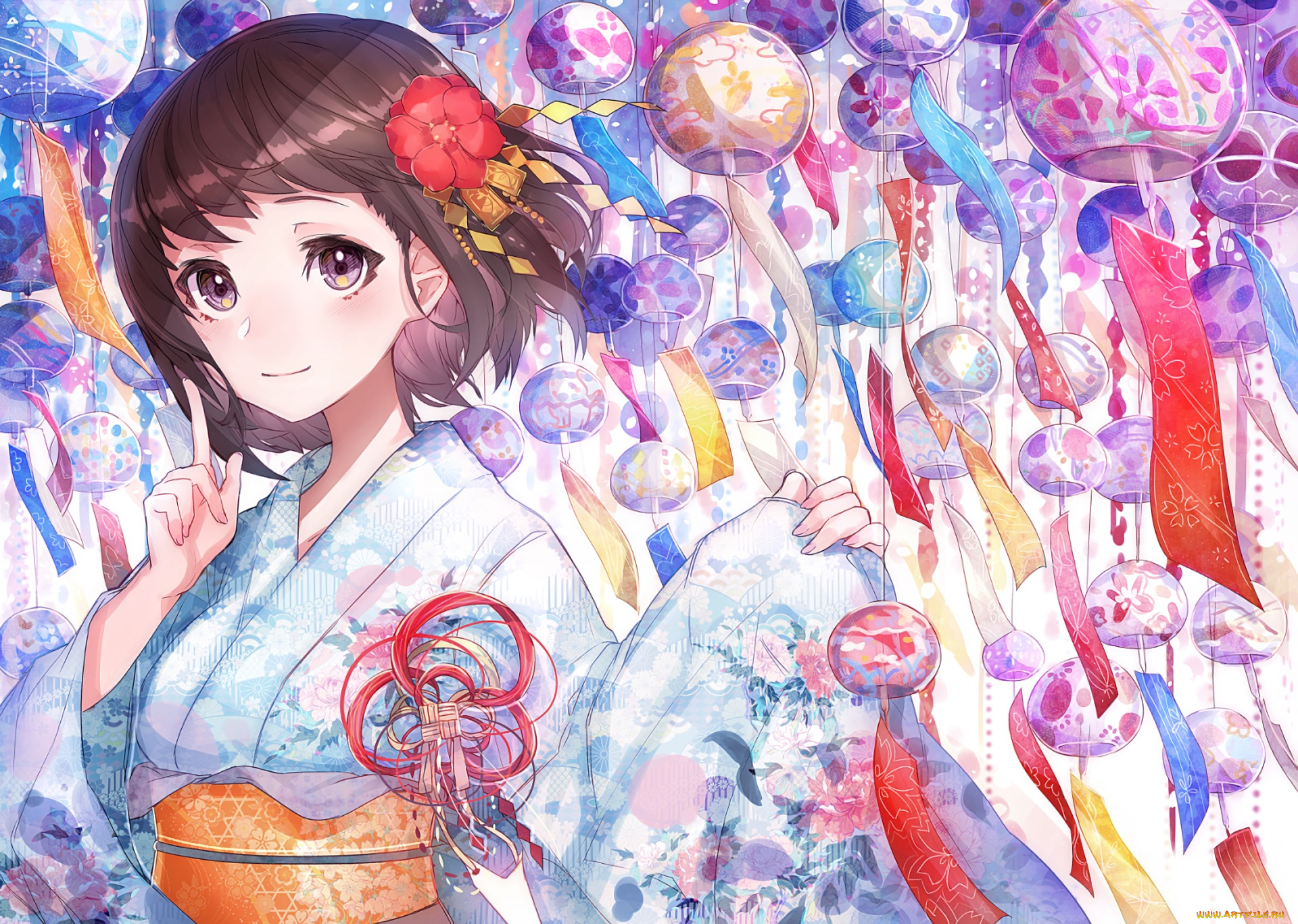 аниме, unknown, , другое, фон, девушка, взгляд