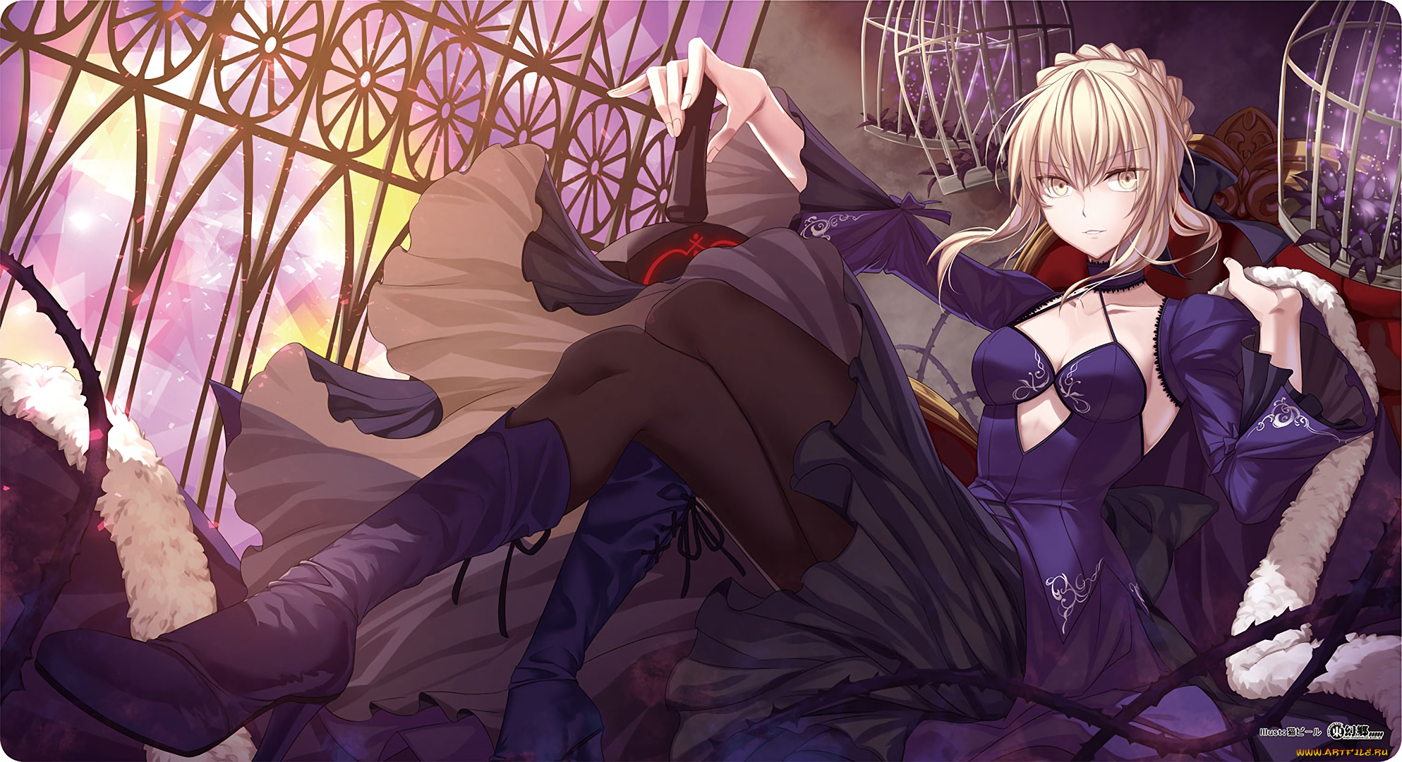 аниме, fate, stay, night, девушка, фон, взгляд