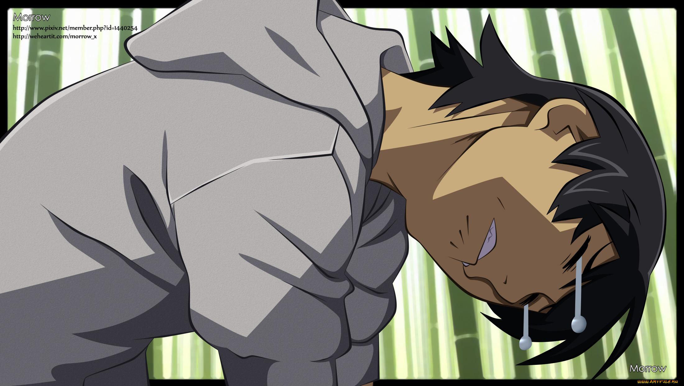 аниме, bakemonogatari, взгляд, фон, парень