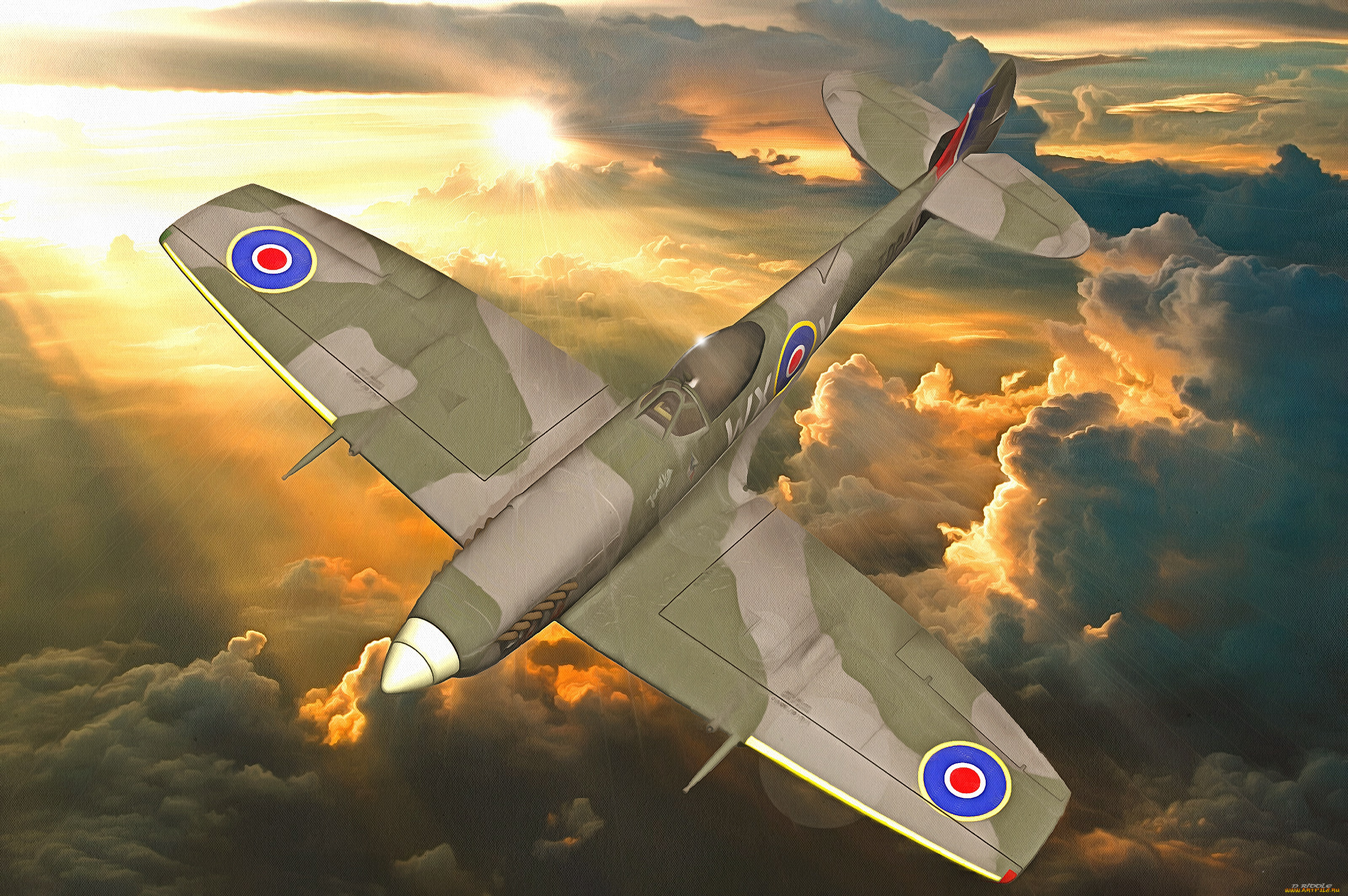 рисованное, авиация, полет, самолет