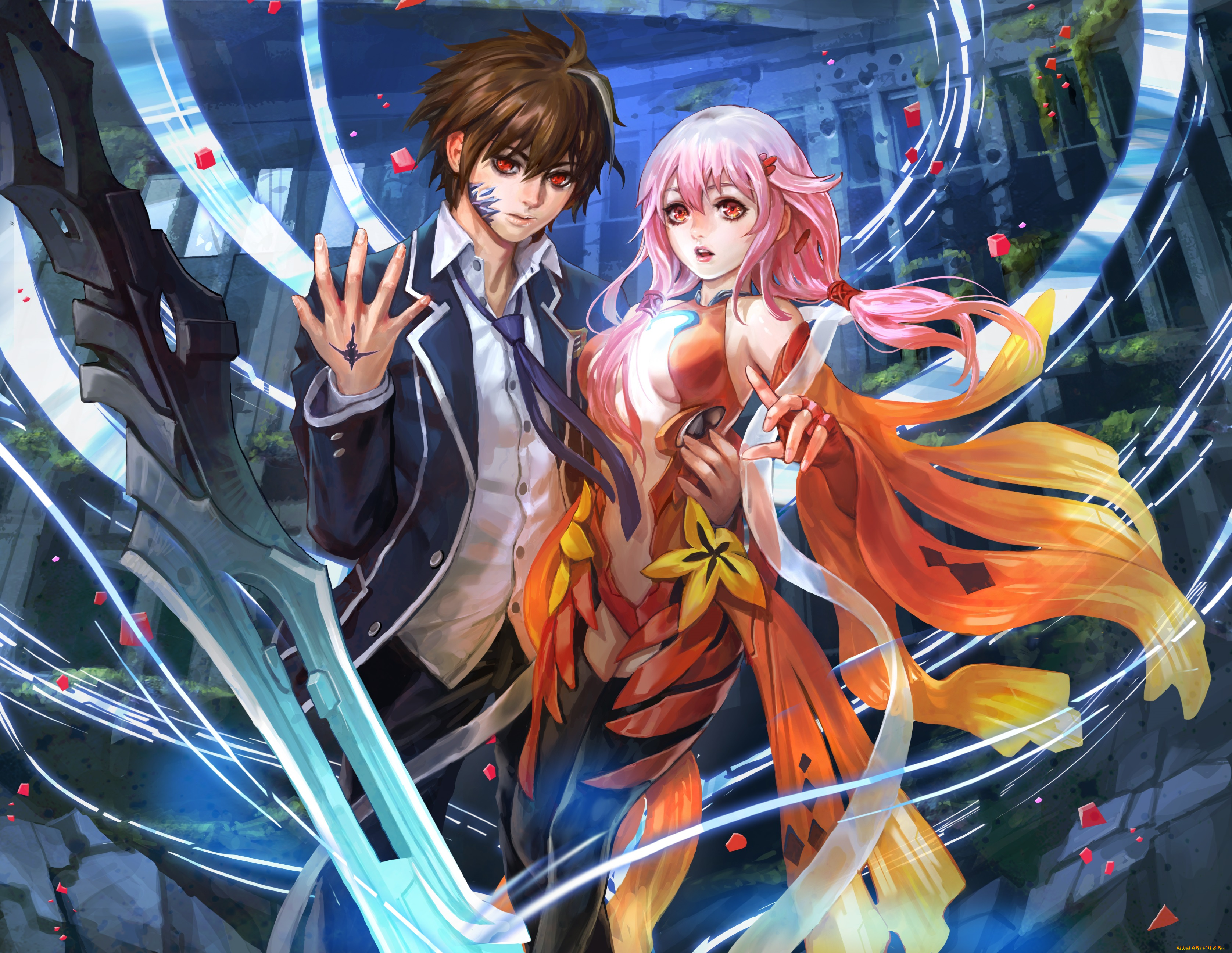 аниме, guilty, crown, корона, греха, парень, девушка