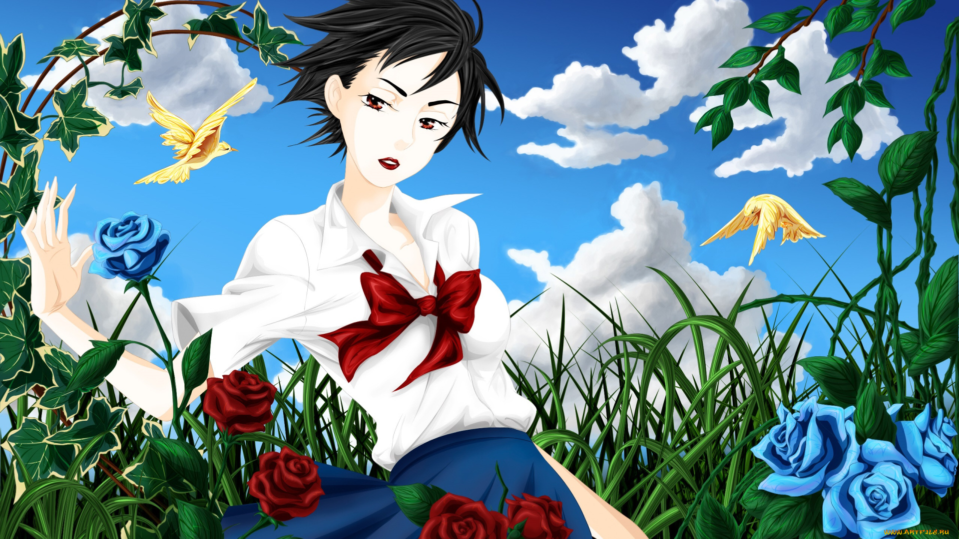 аниме, blood, , девушка