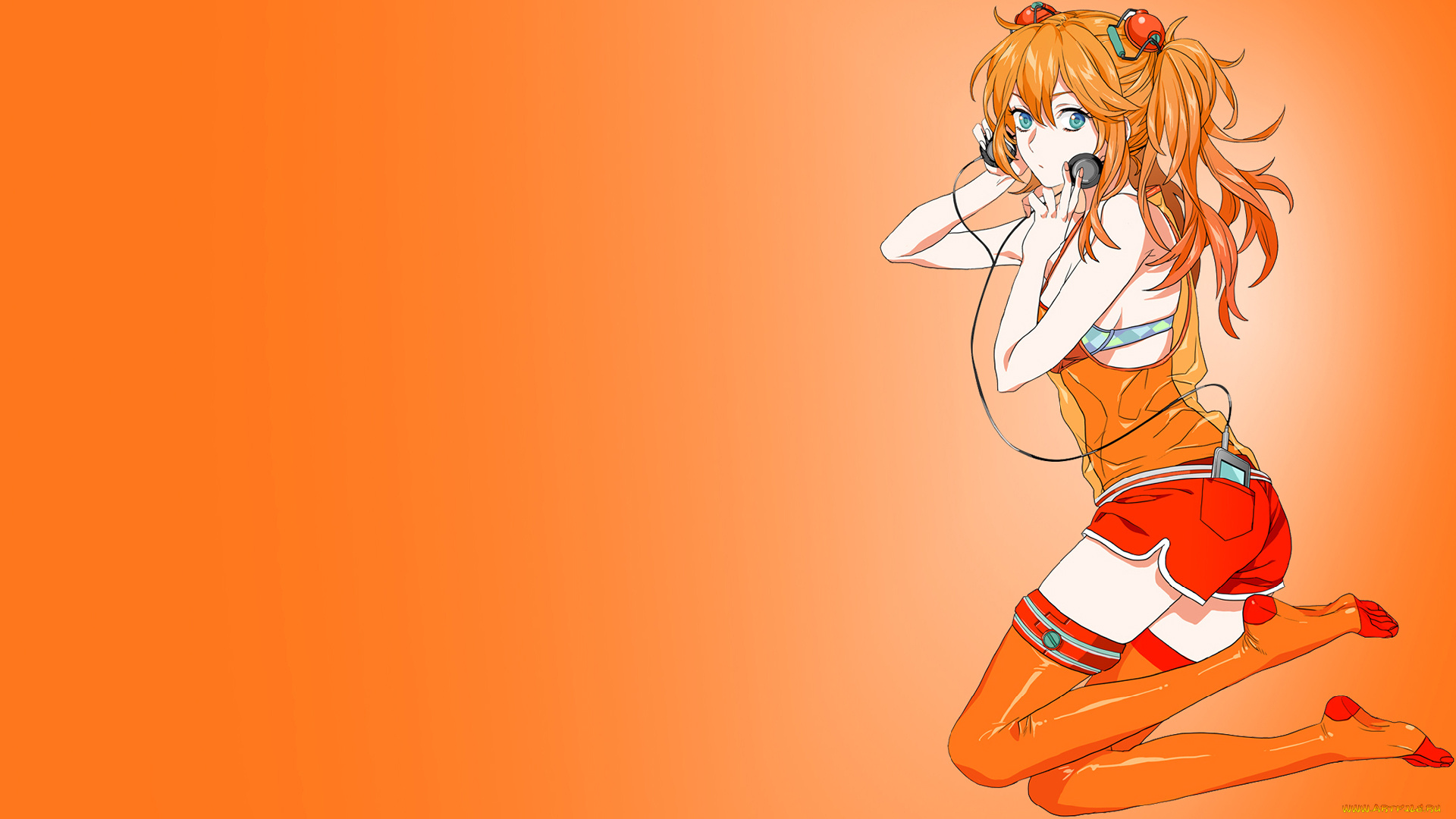 аниме, evangelion, взгляд, девушка, фон