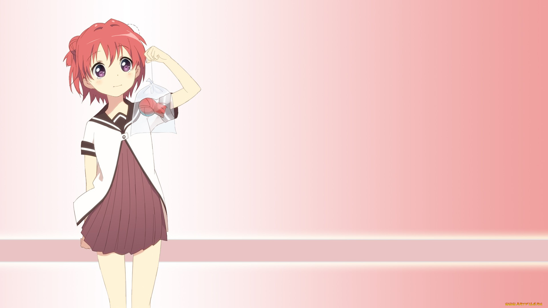 аниме, yuru, yuri, девушка, взгляд, фон