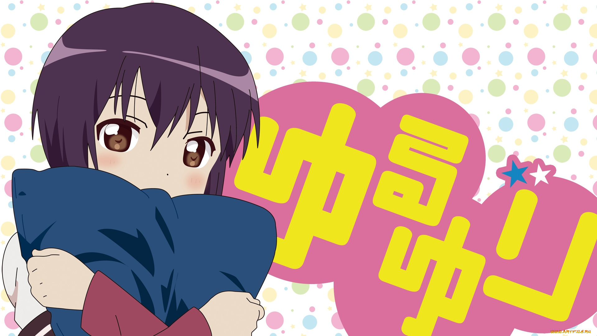 аниме, yuru, yuri, фон, взгляд, девушка