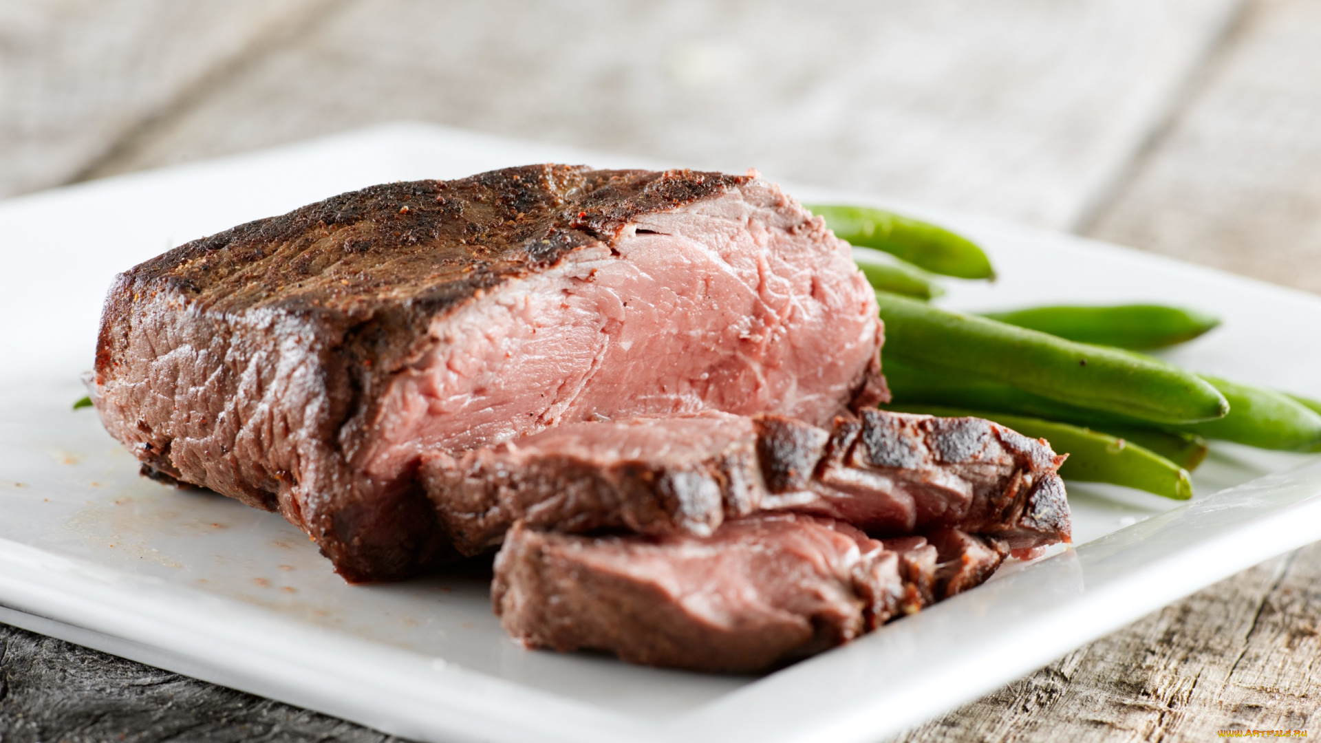 еда, мясные, блюда, мясо, бобы, стейк, фасоль, тарелка