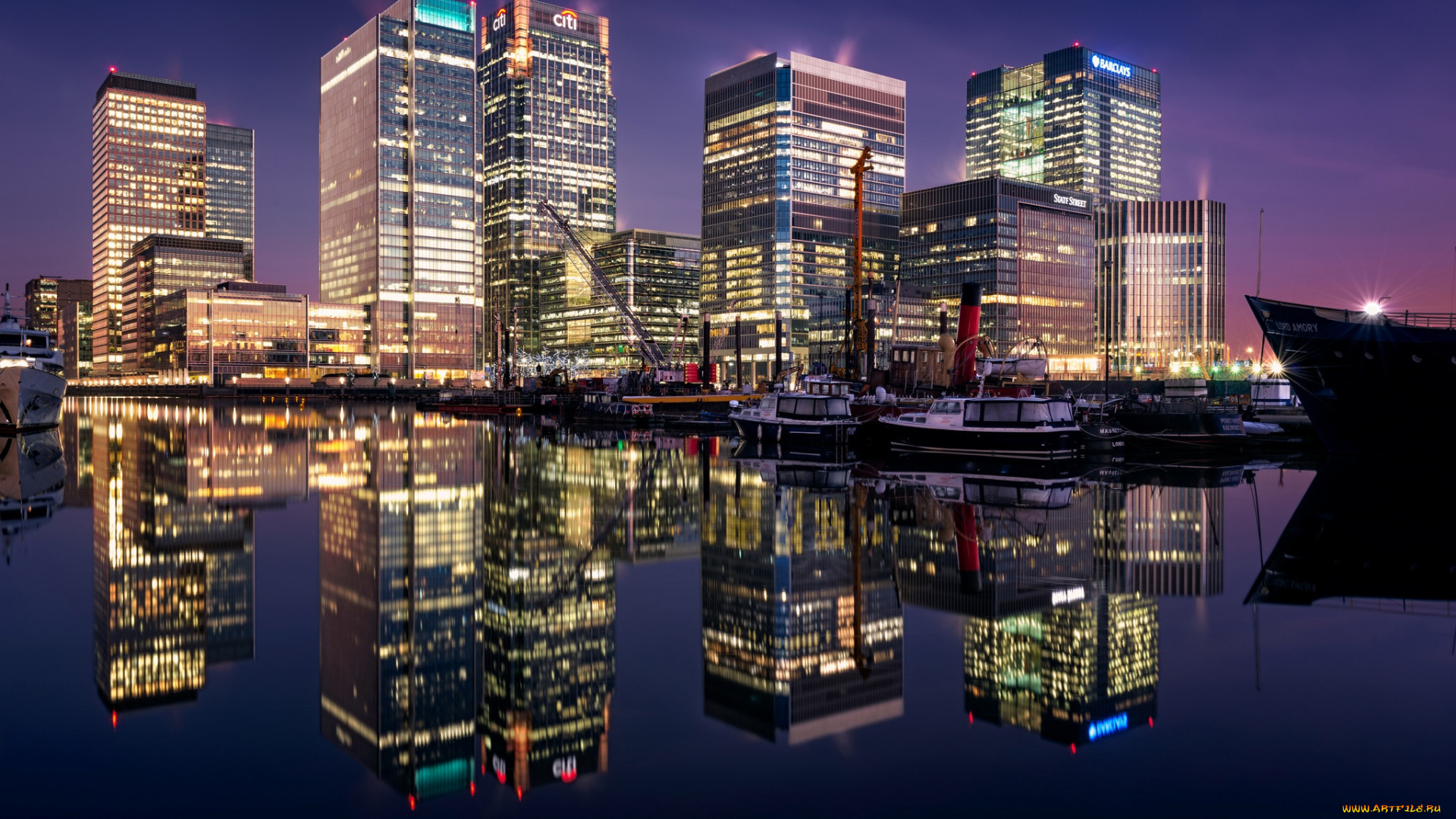 города, лондон, , великобритания, огни, ночь, англия, дома, лондон, отражение