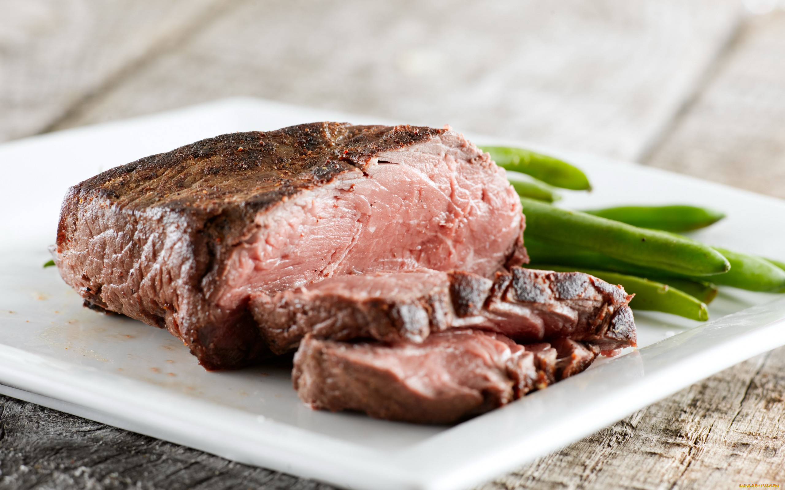 еда, мясные, блюда, мясо, бобы, стейк, фасоль, тарелка