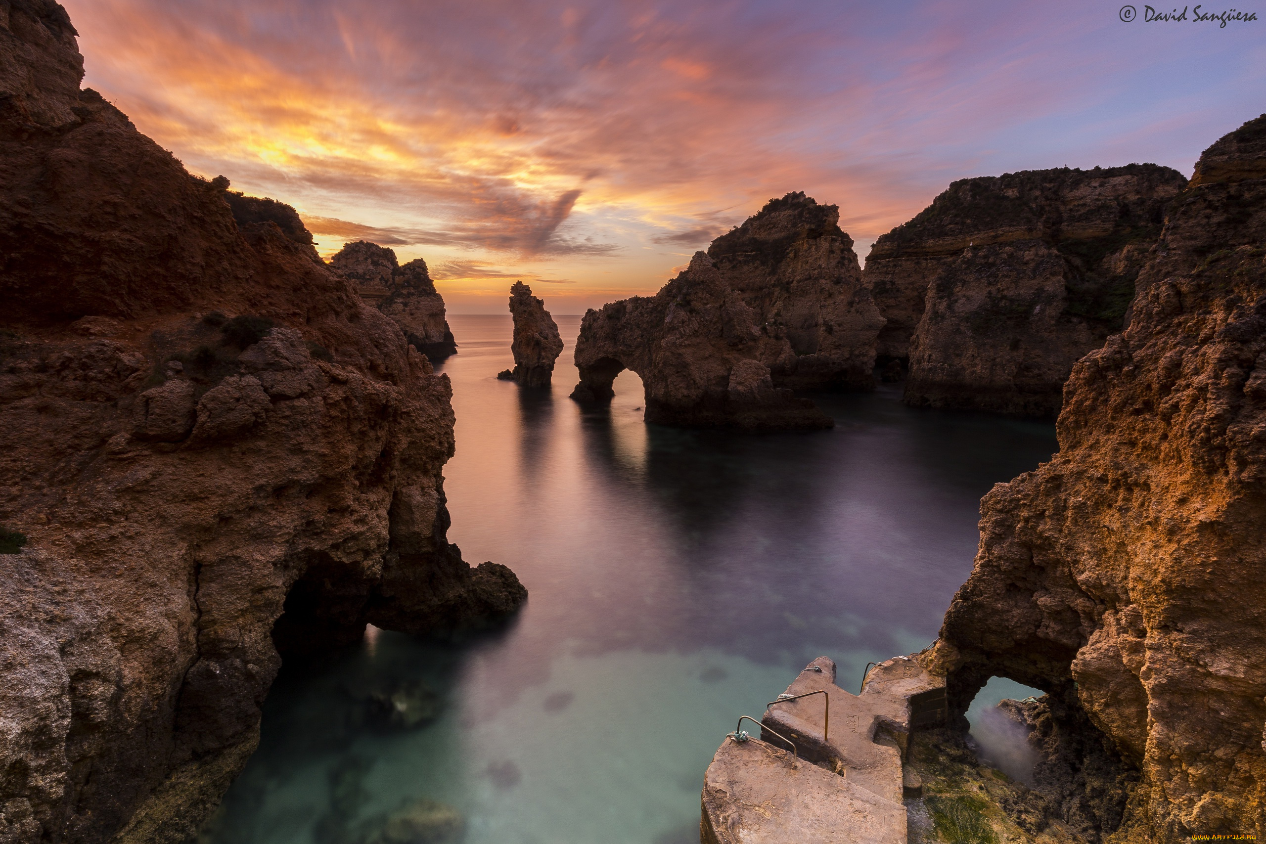 природа, моря, океаны, арка, закат, море, скалы, берег