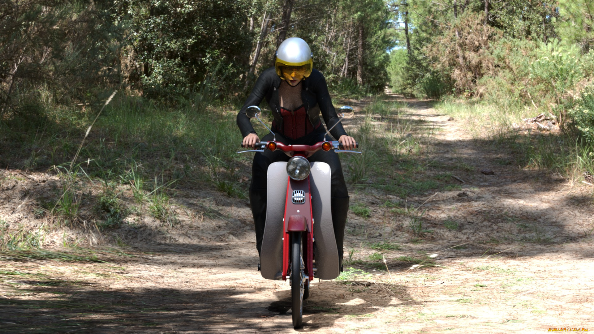 3д, графика, люди-авто, мото, , people-, car, , , moto, мотоцикл, фон, взгляд, девушка