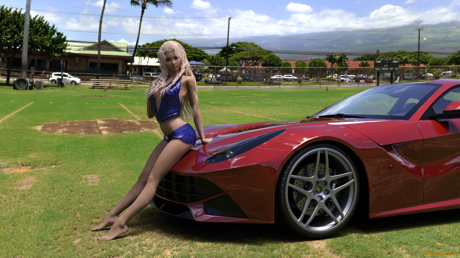 3д, графика, люди-авто, мото, , people-, car, , , moto, автомобиль, фон, взгляд, девушка