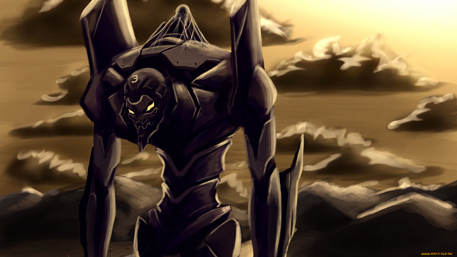 аниме, evangelion, робот, eva, меха, монстр