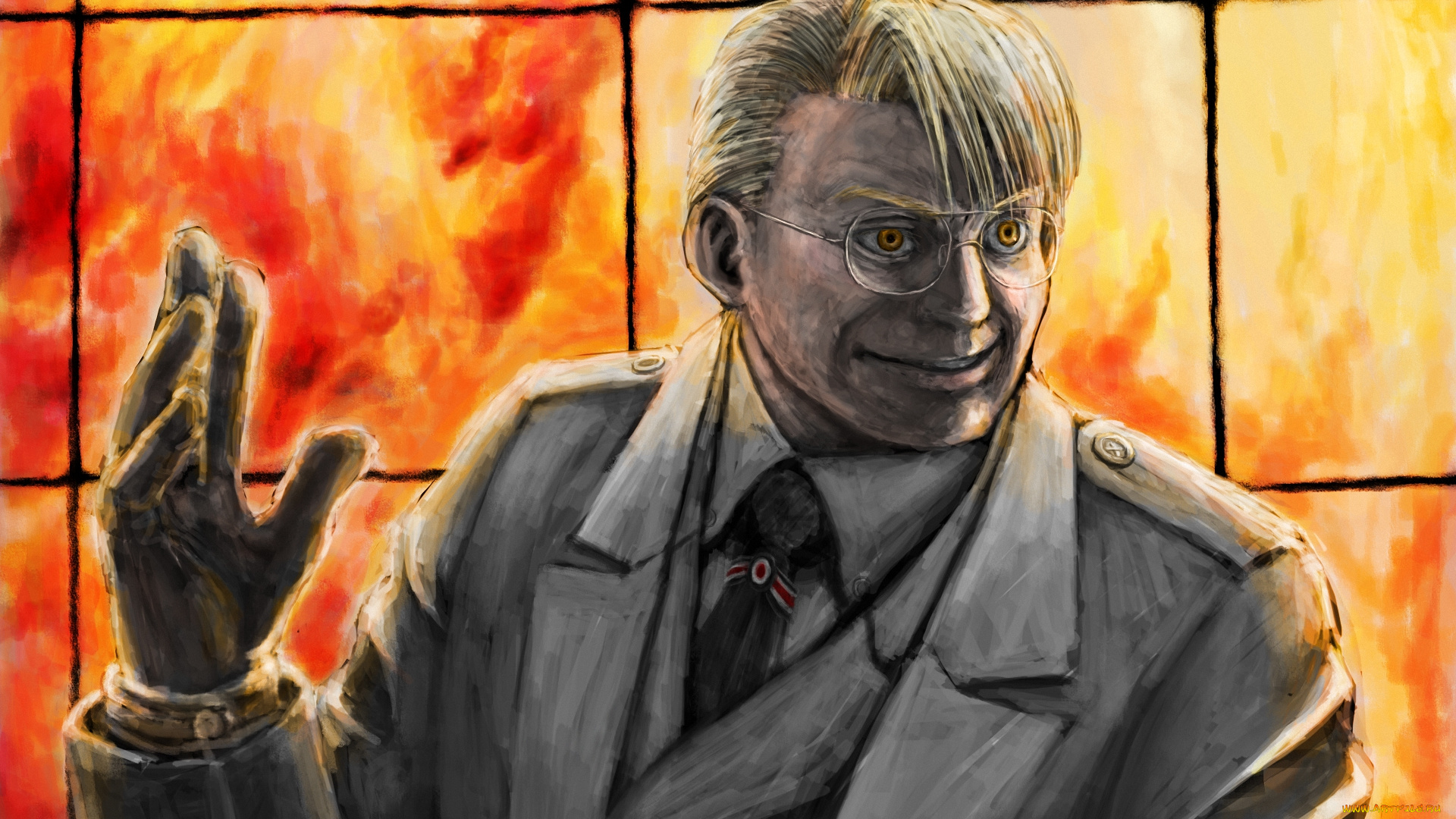 аниме, hellsing, очки, командир, millennium, major