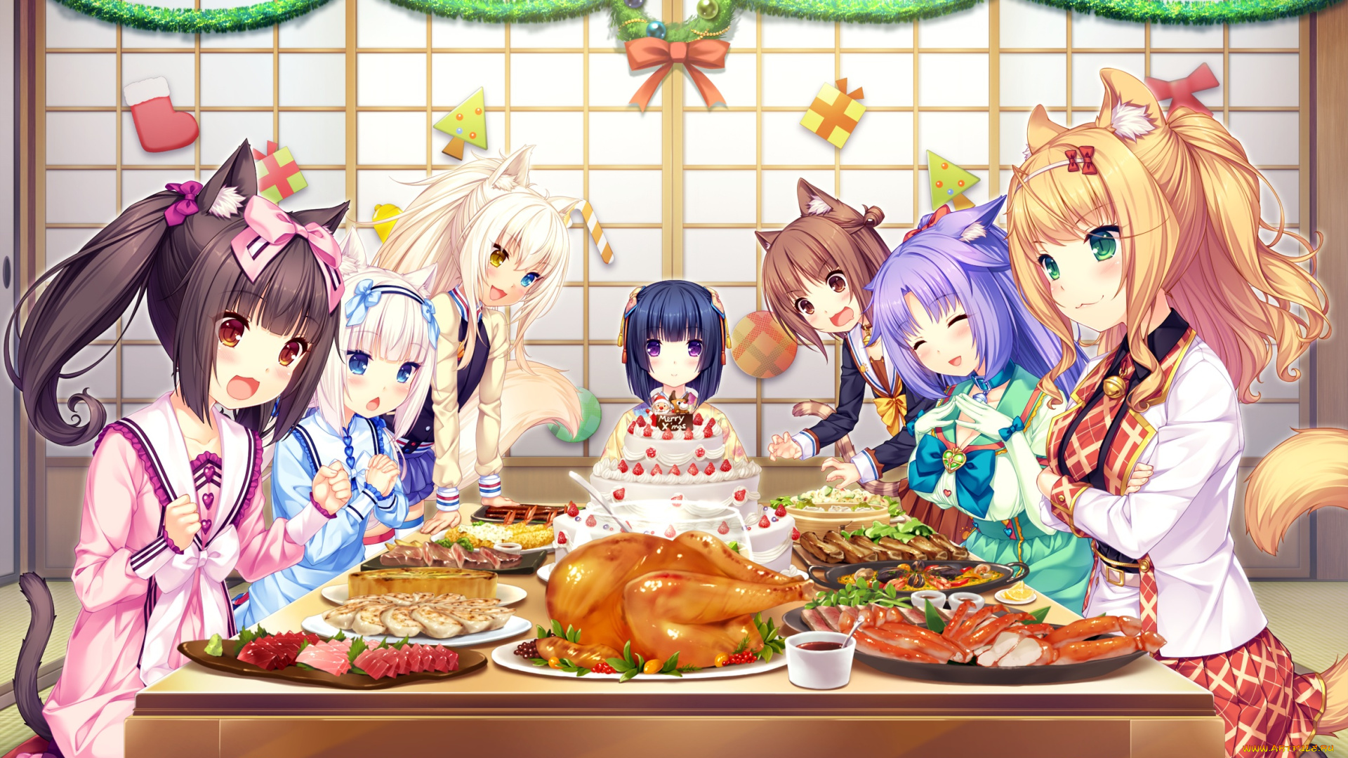 аниме, nekopara, фон, взгляд, девушка
