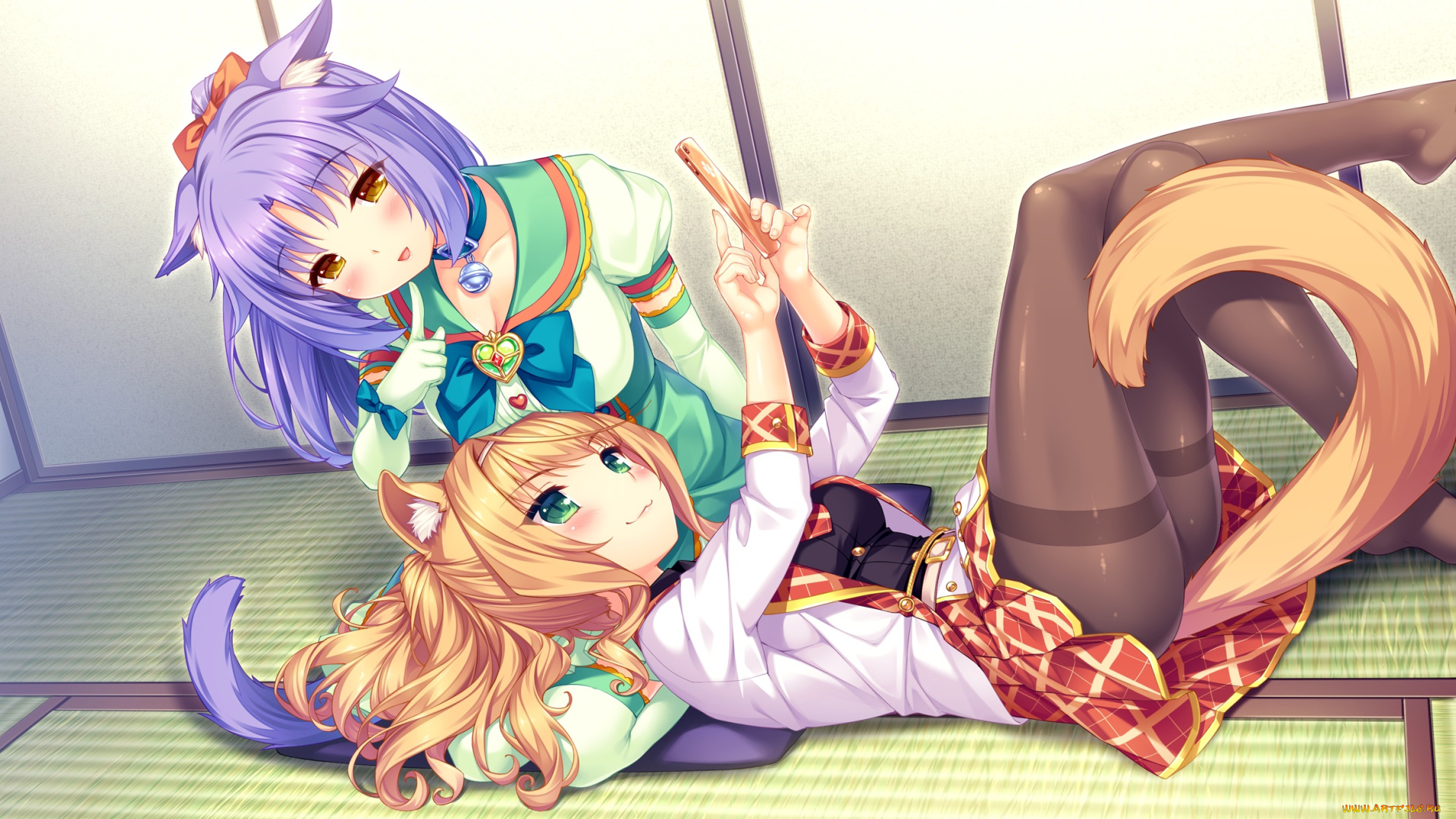 аниме, nekopara, фон, взгляд, девушки