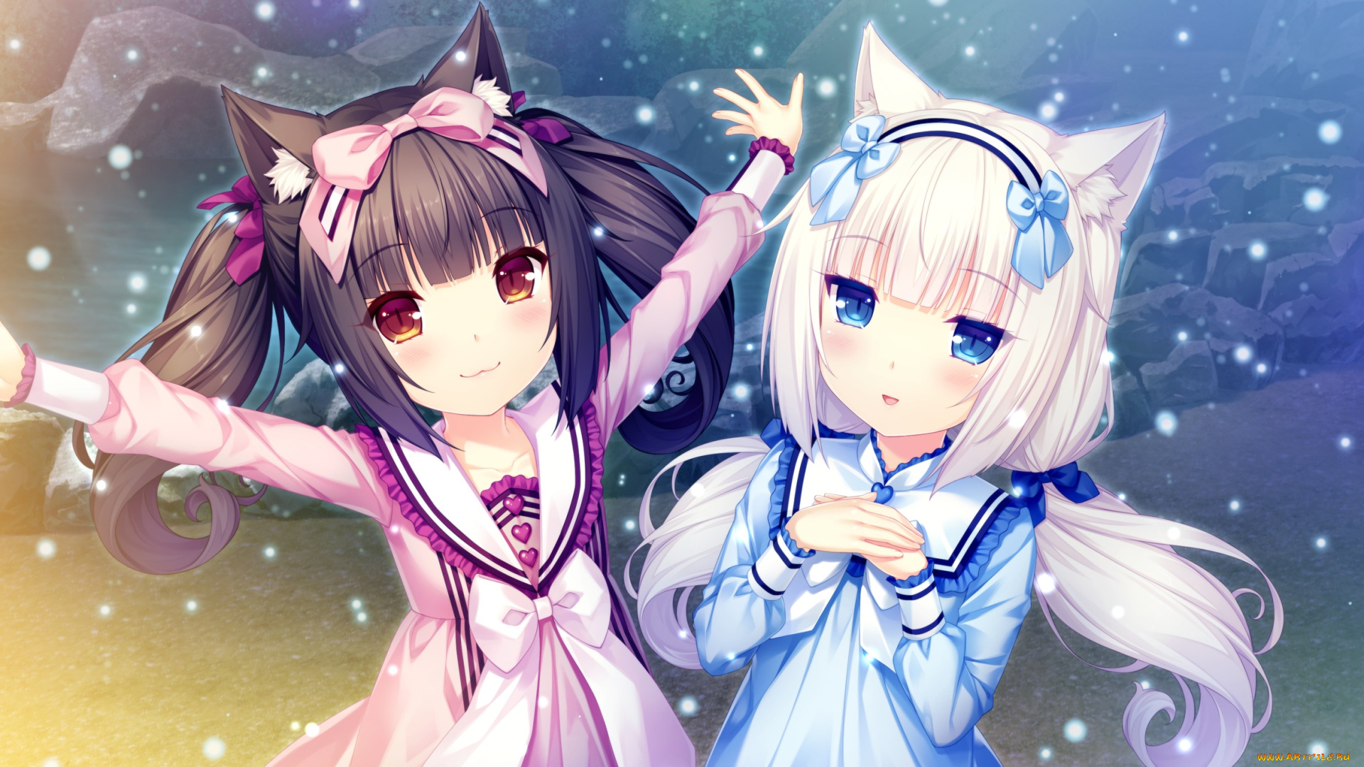 аниме, nekopara, фон, взгляд, девушки