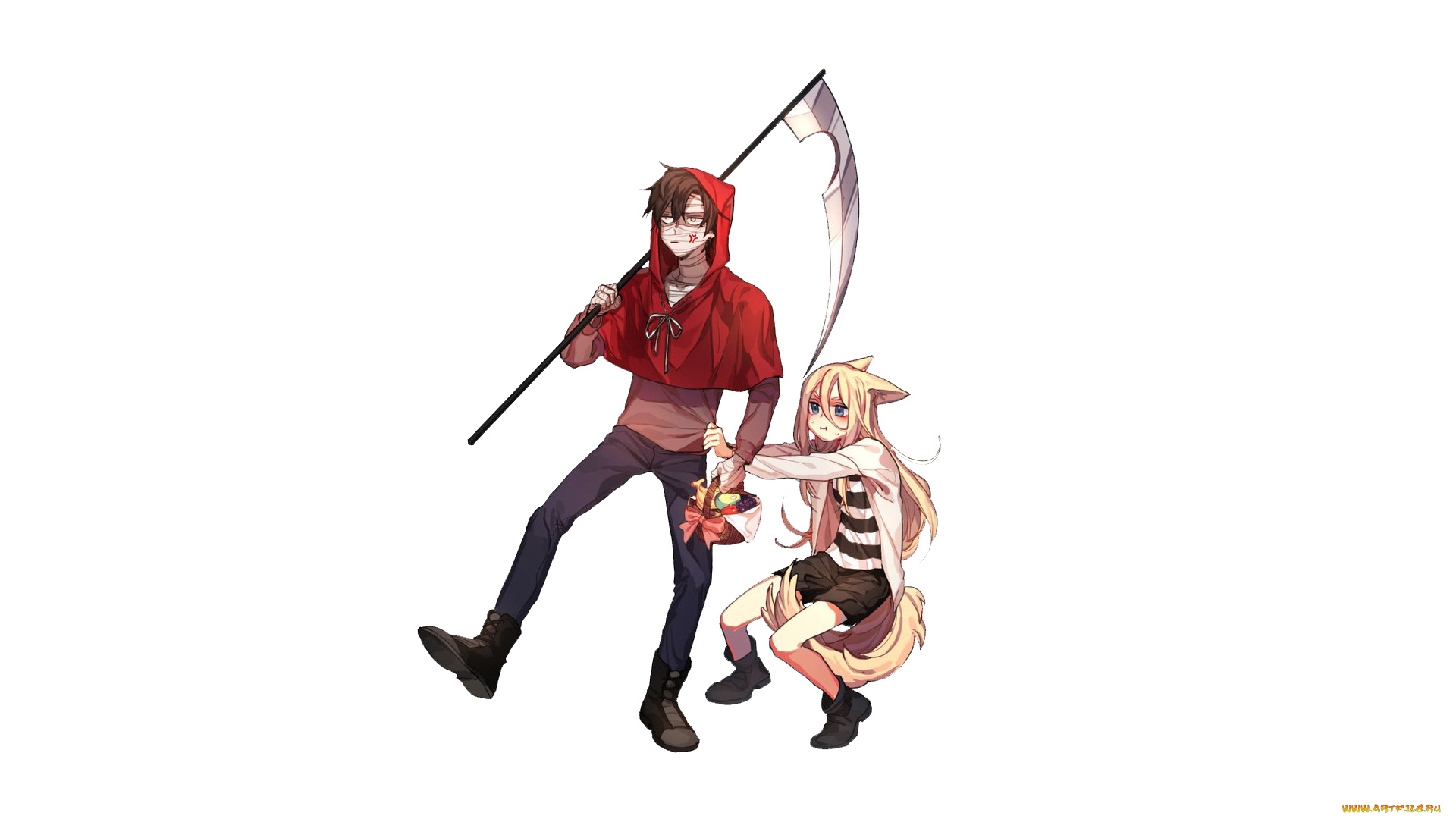 аниме, satsuriku, no, tenshi, satsuriku, no, tenshi, ангел, кровопролития, парень, девушка