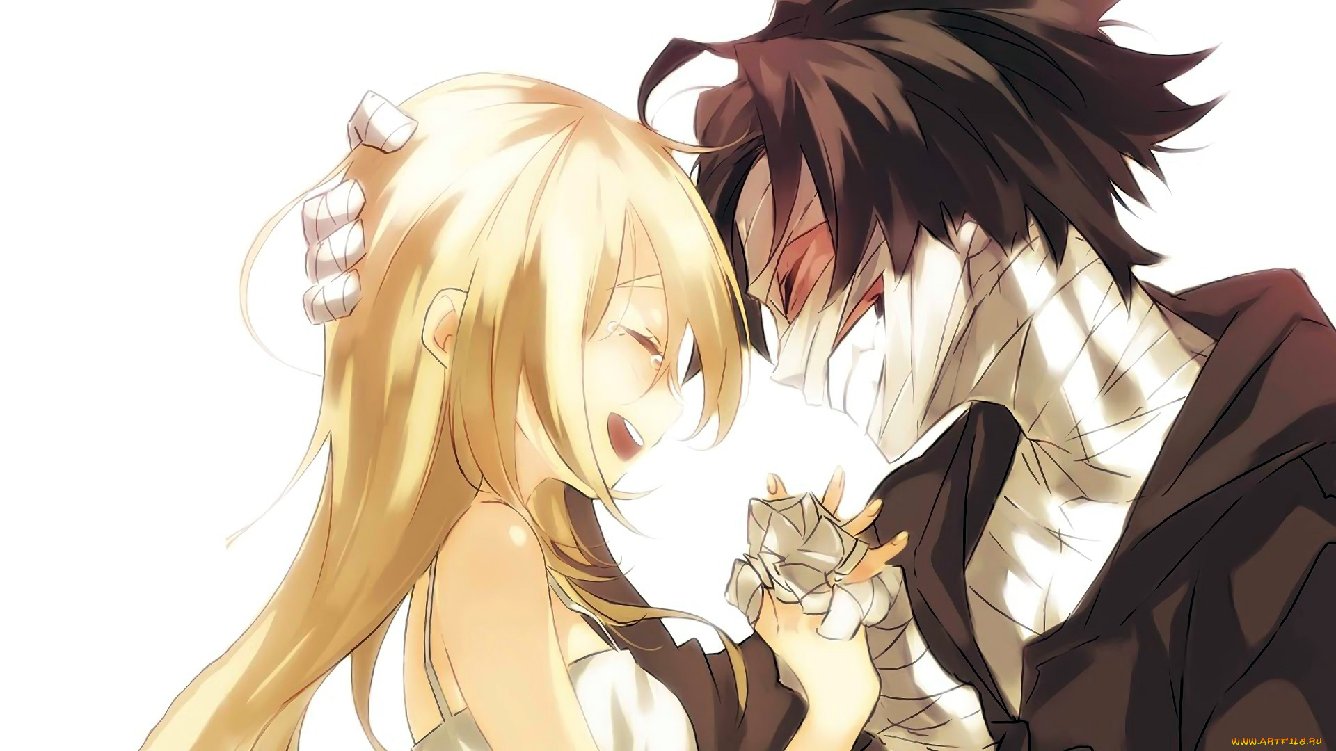 аниме, satsuriku, no, tenshi, satsuriku, no, tenshi, ангел, кровопролития, парень, девушка