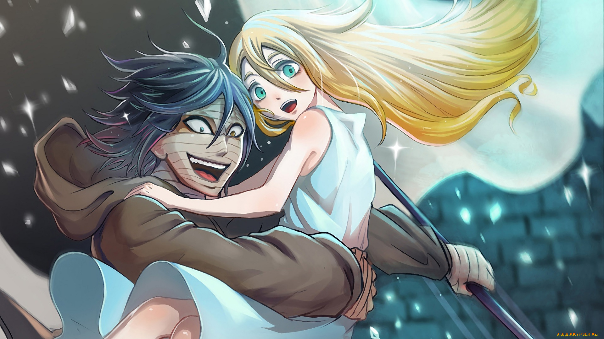 аниме, satsuriku, no, tenshi, satsuriku, no, tenshi, ангел, кровопролития, парень, девушка