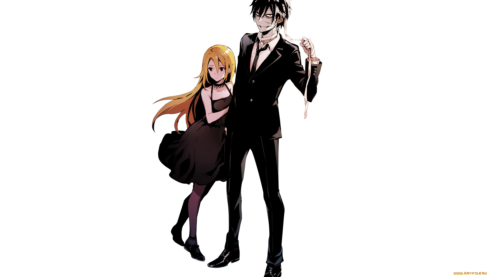 аниме, satsuriku, no, tenshi, satsuriku, no, tenshi, ангел, кровопролития, парень, девушка