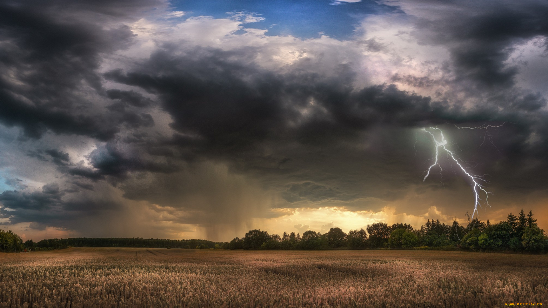 природа, молния, , гроза, простор