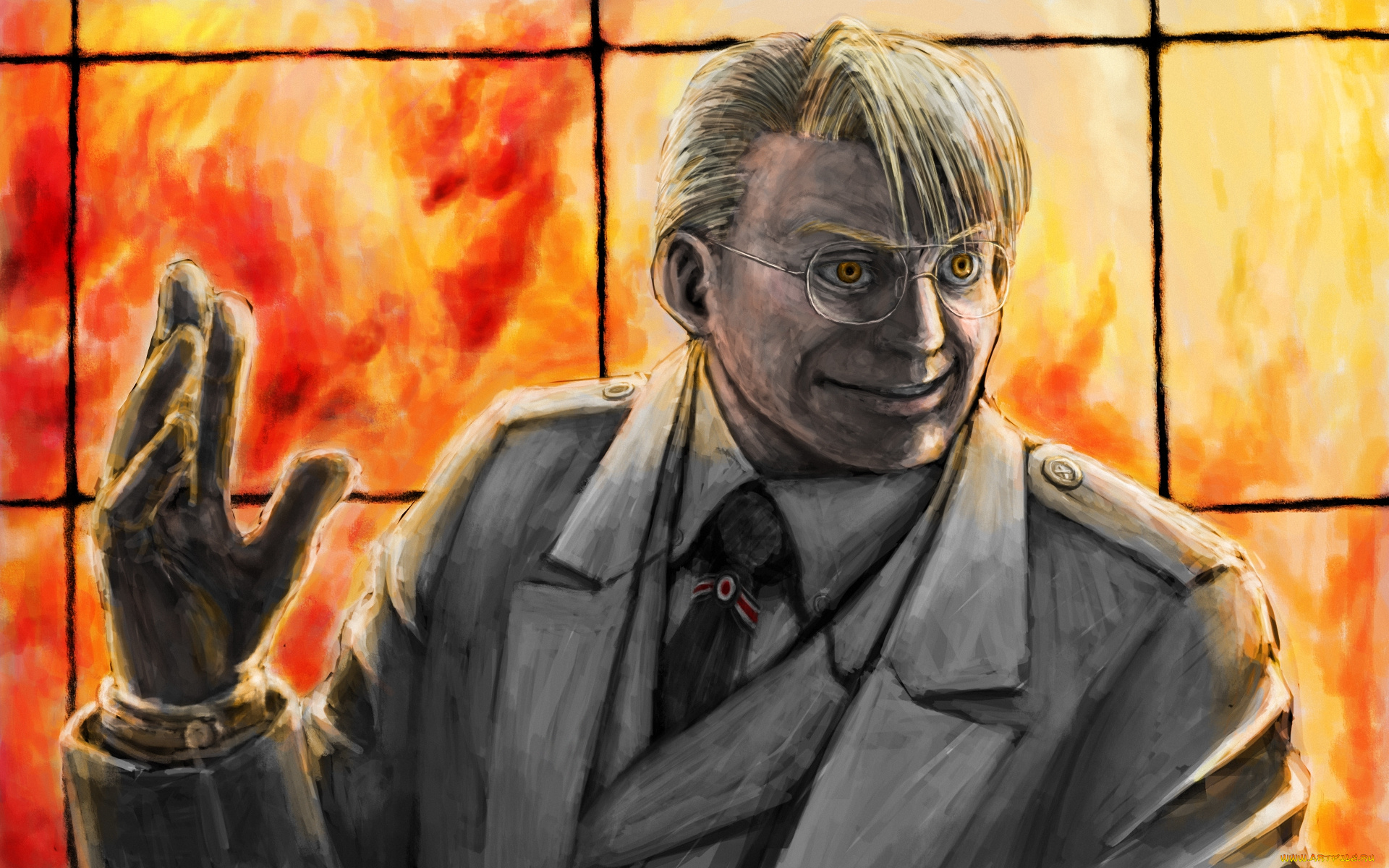 аниме, hellsing, очки, командир, millennium, major