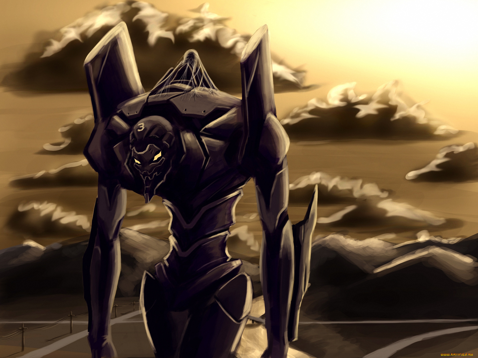 аниме, evangelion, робот, eva, меха, монстр