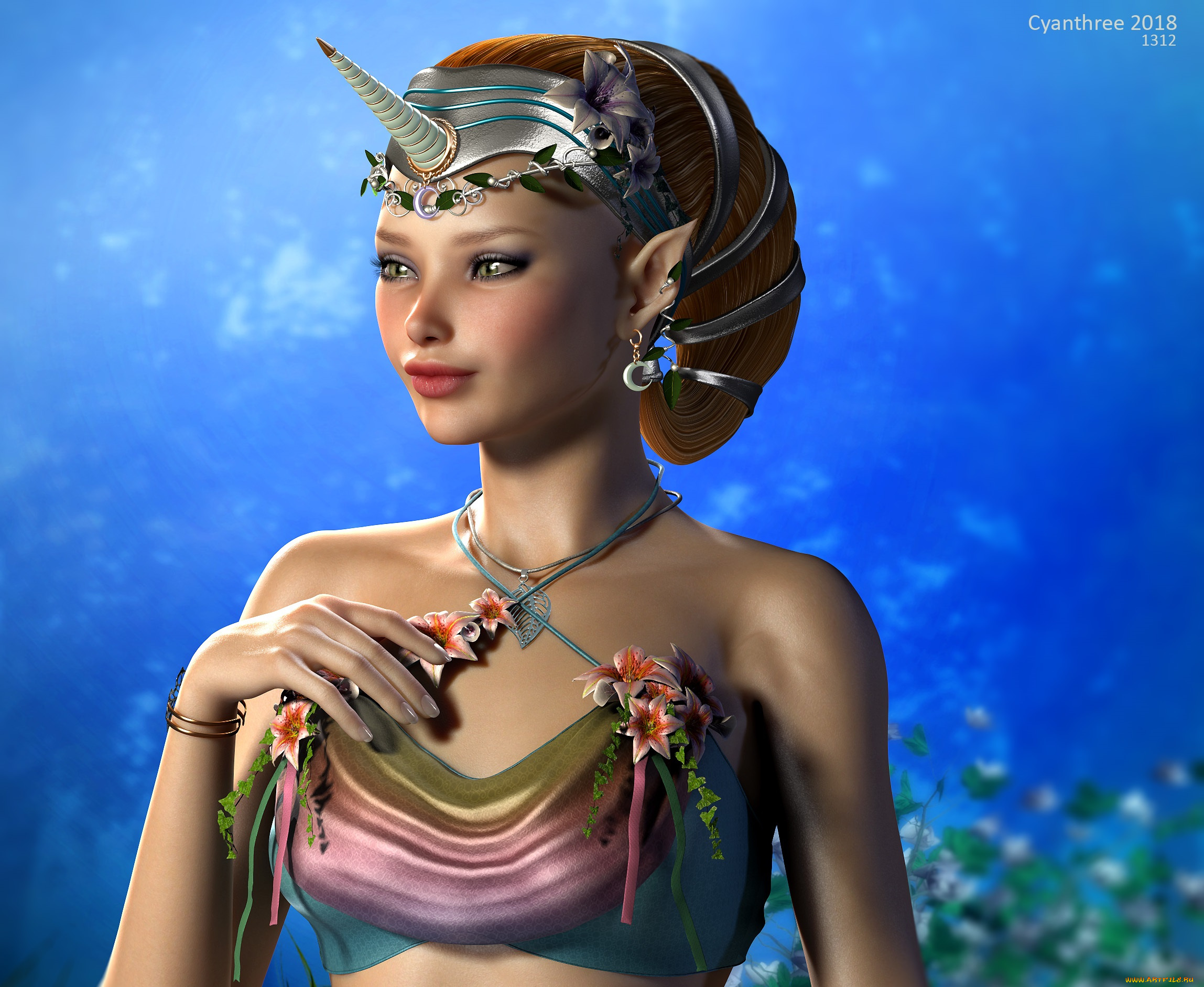 3д, графика, эльфы, , elves, эльфийка, взгляд, фон