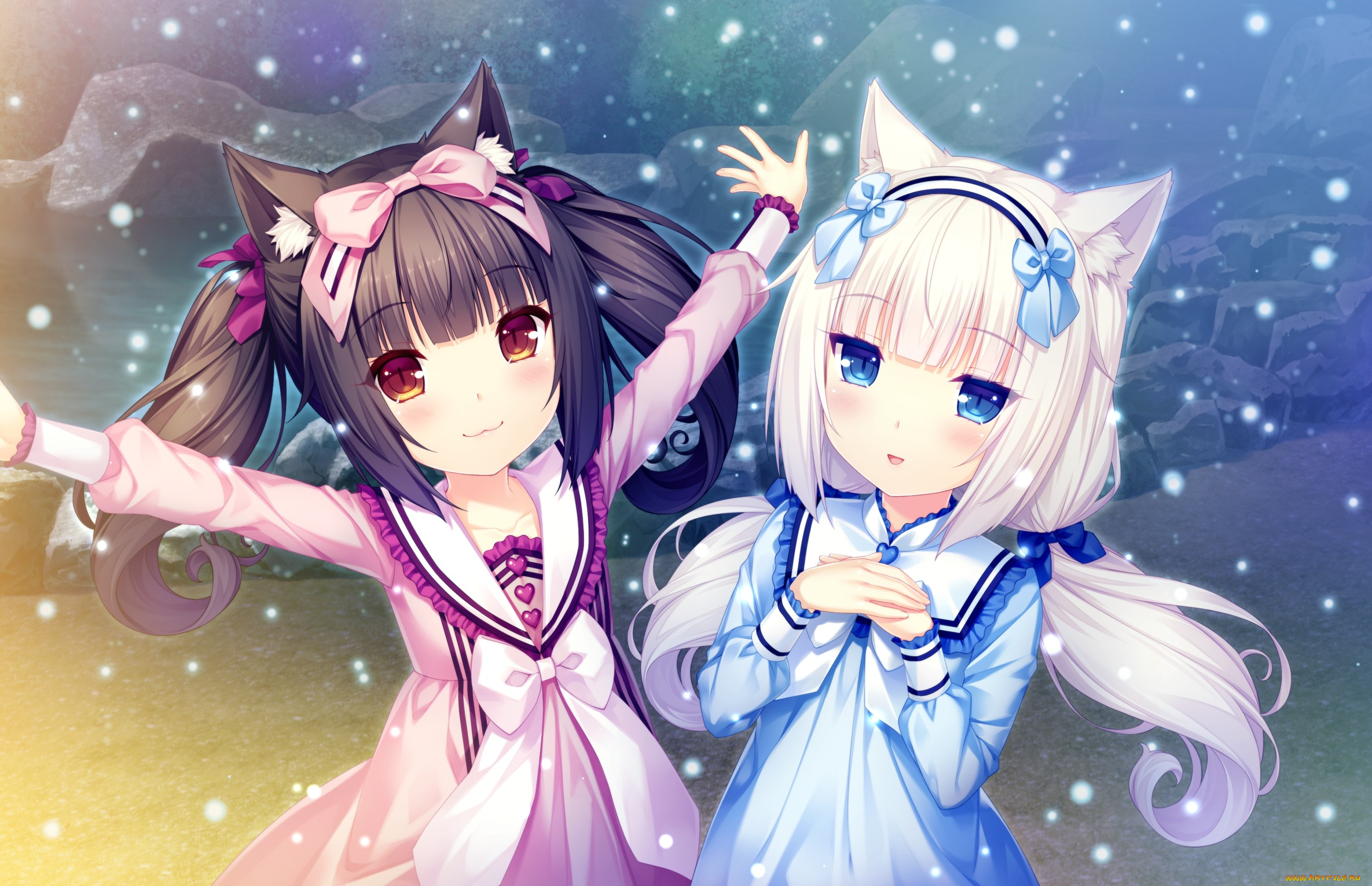 аниме, nekopara, фон, взгляд, девушки