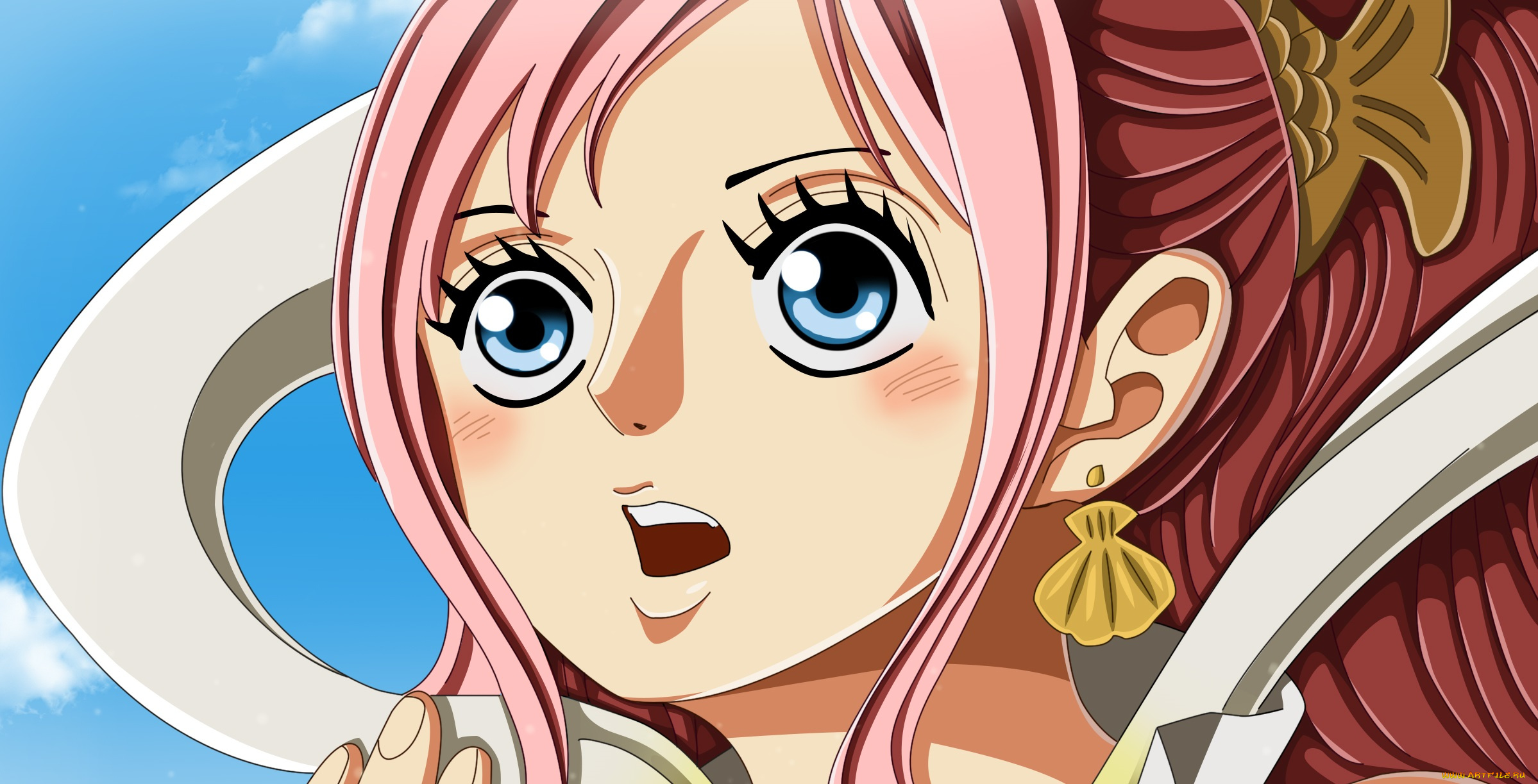 аниме, one, piece, девушка, взгляд, фон