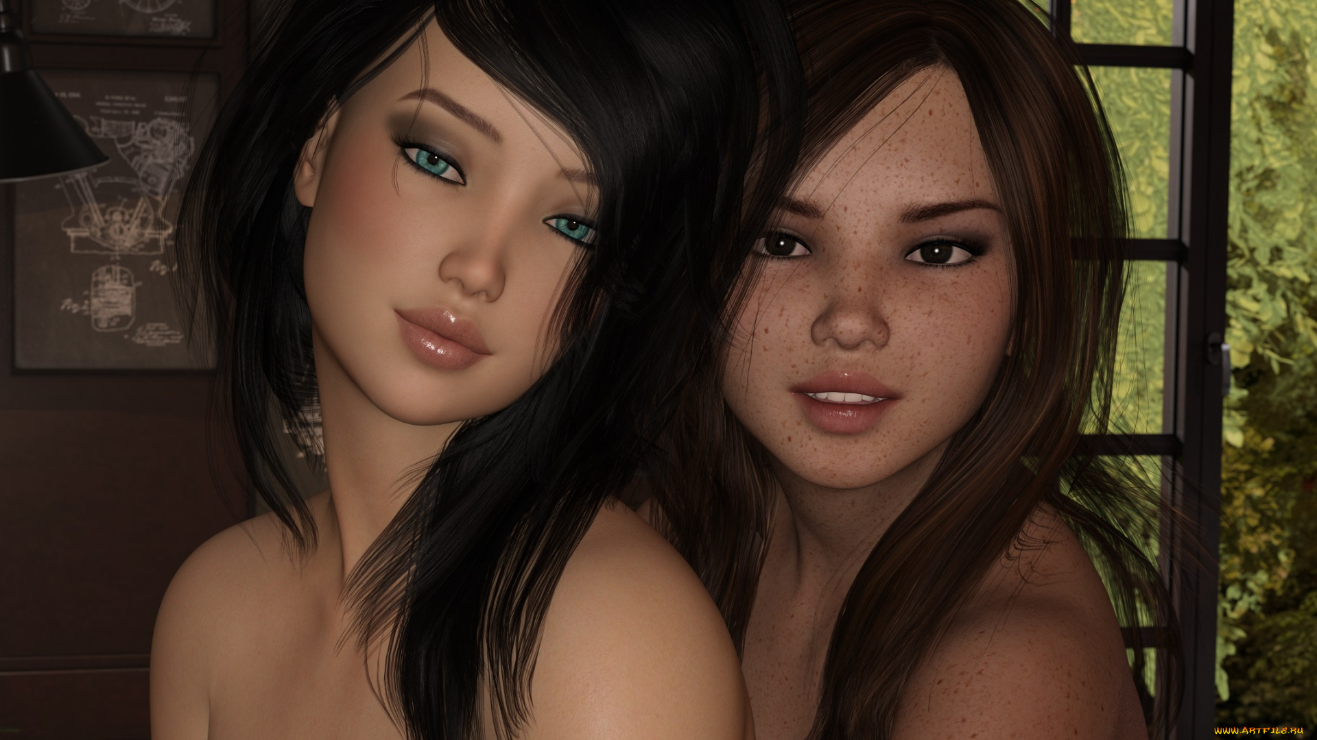 3д, графика, портрет, , portraits, фон, взгляд, девушки