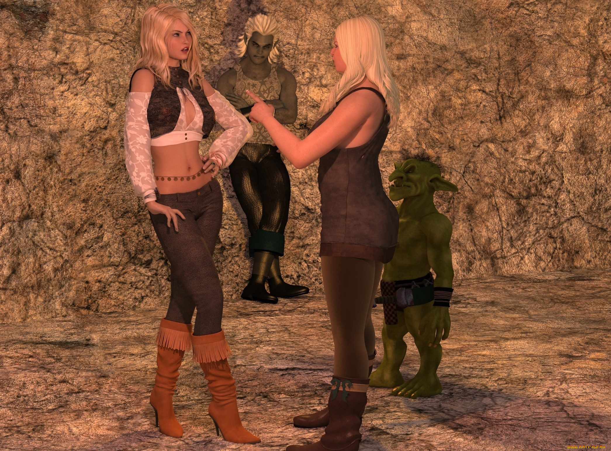 3д, графика, фантазия, , fantasy, фон, девушки, взгляд