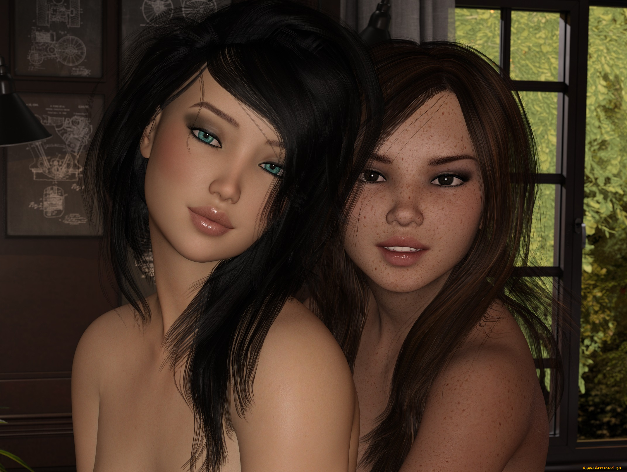 3д, графика, портрет, , portraits, фон, взгляд, девушки