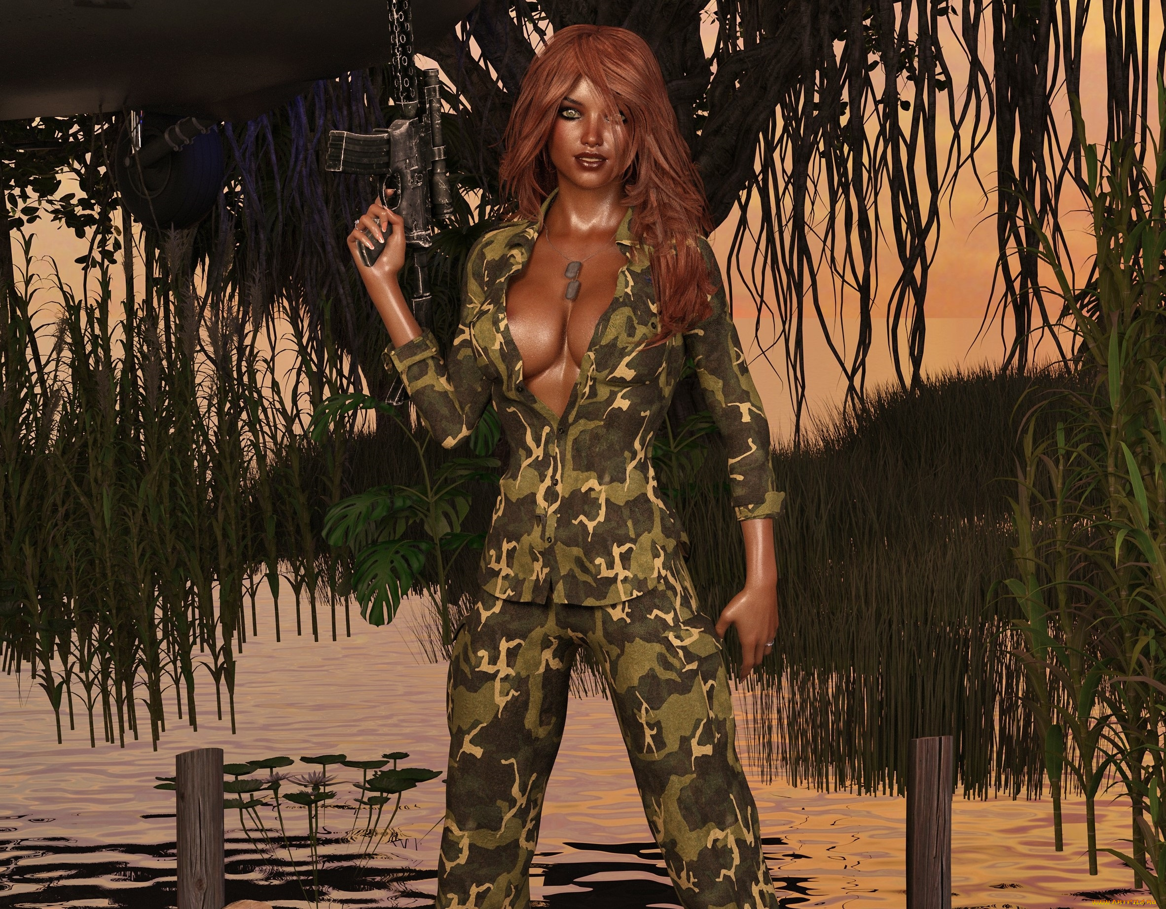 3д, графика, фантазия, , fantasy, фон, взгляд, девушка