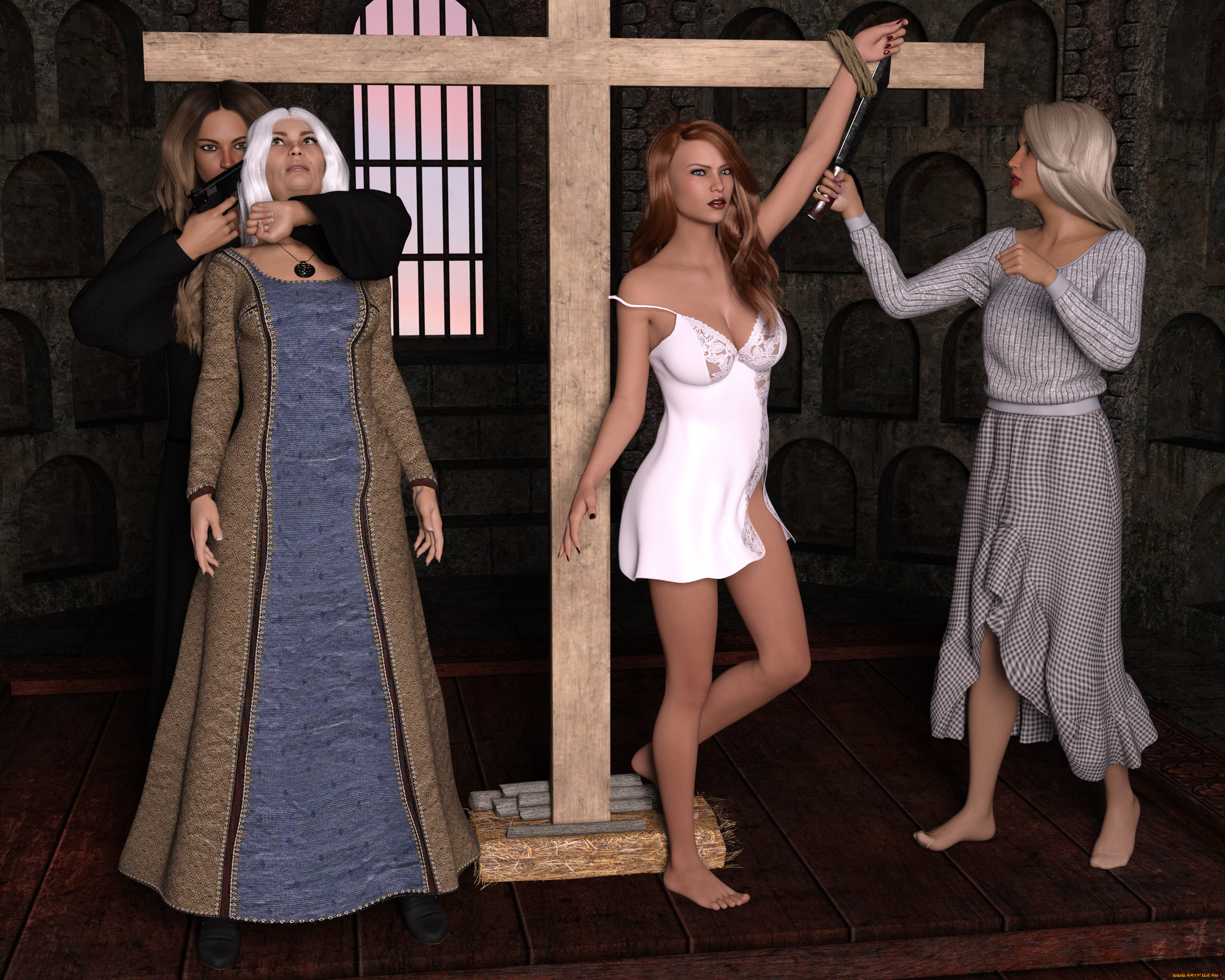 3д, графика, фантазия, , fantasy, взгляд, девушки, фон